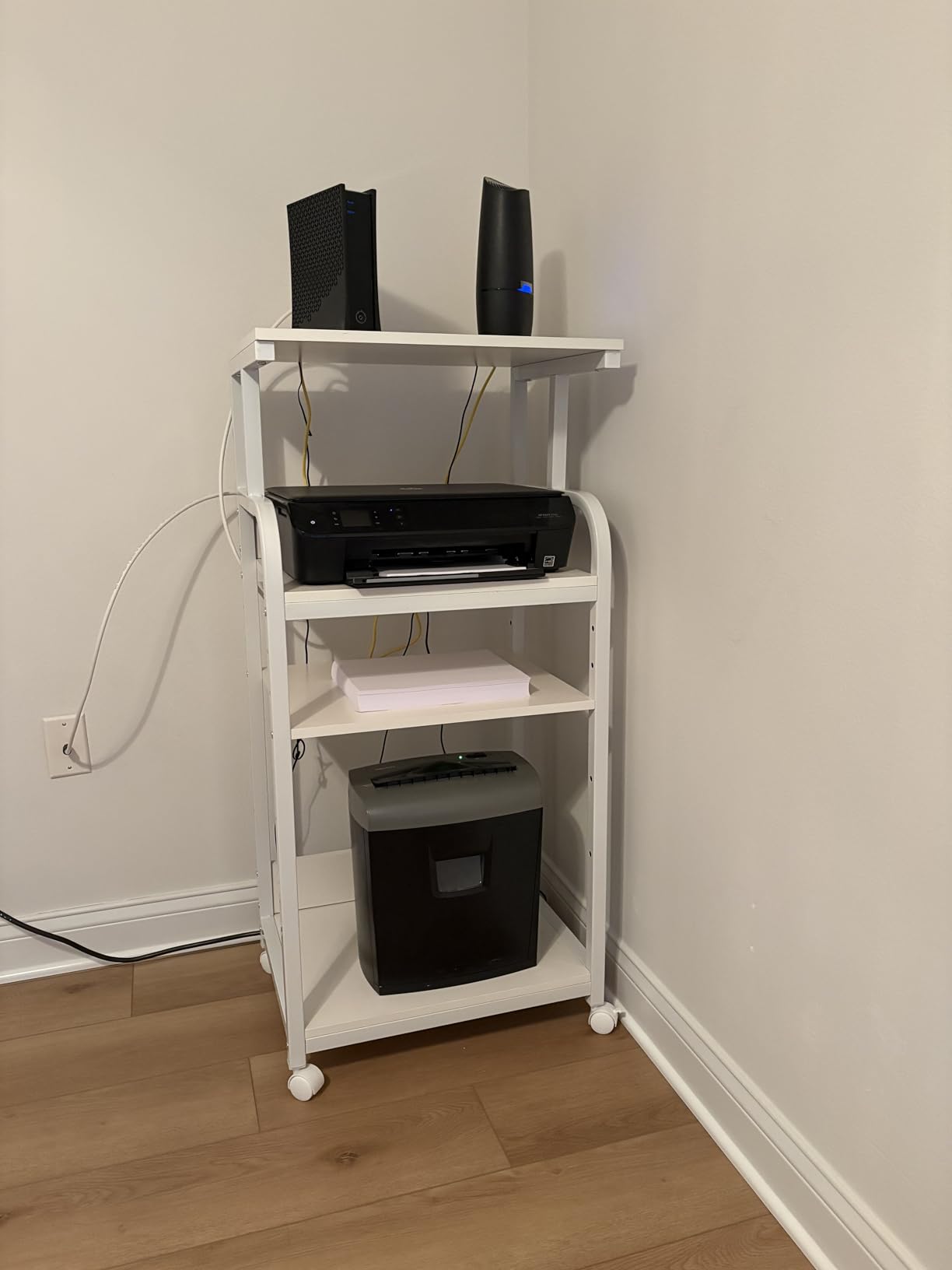 Fannova 4-Tier Printer Stand with Adjustable Storage Shelf, Large Tall Printer Table with Wheels for Home Office Small Spaces Organization, Rustic Brown customer photo 2