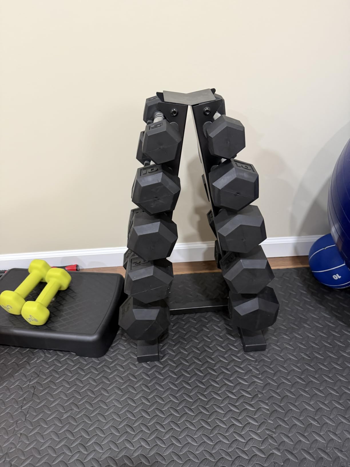 CAP Rubber Coated Dumbbell Weight Set with Vertical Rack | 100 lb, 150 lb, and 210 lb Options customer photo 2