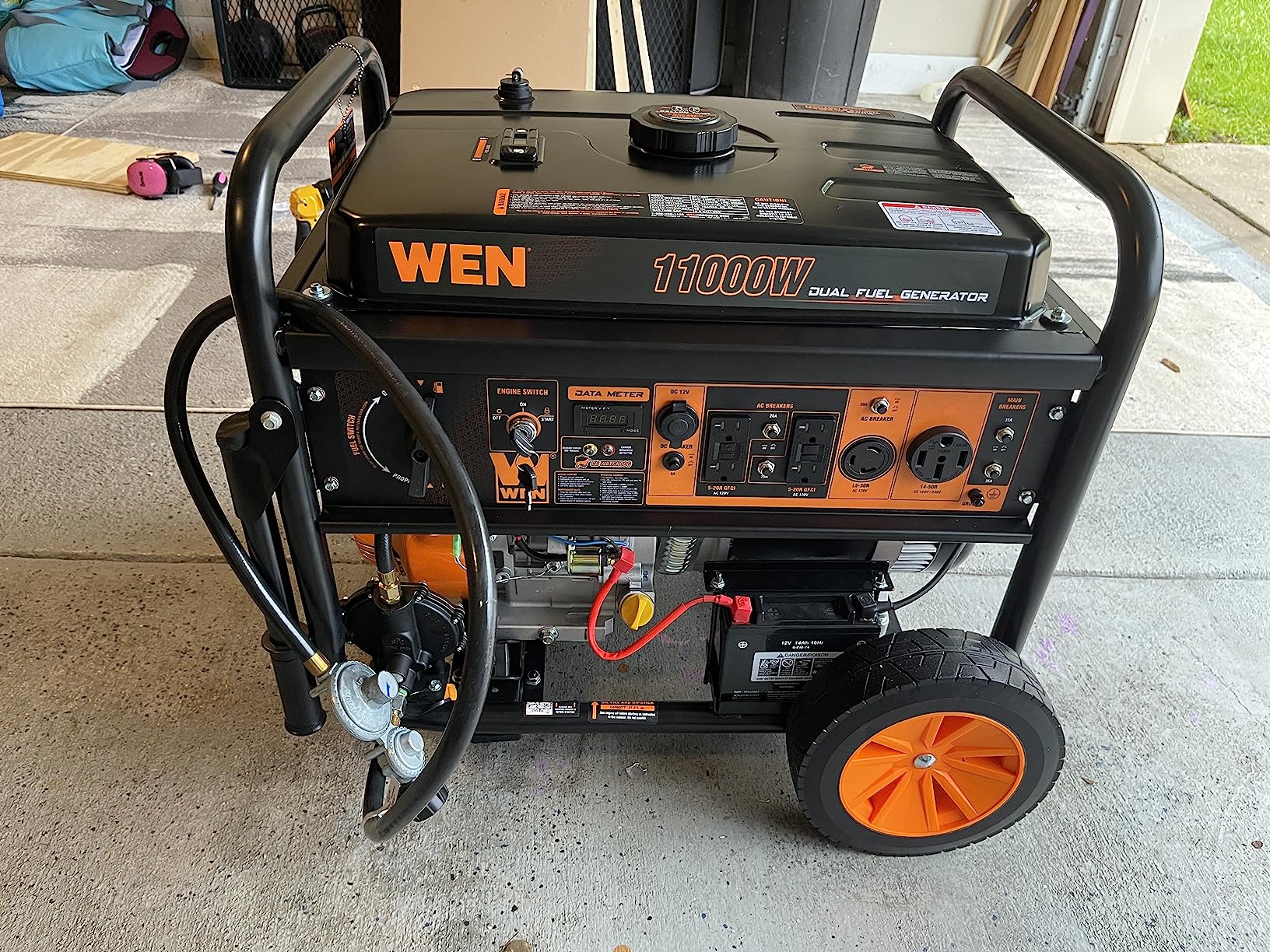 WEN DF1100X 11000-Watt Electric Start Portable Generator with Wheel Kit and CO Shutdown Sensor, Black customer photo 1
