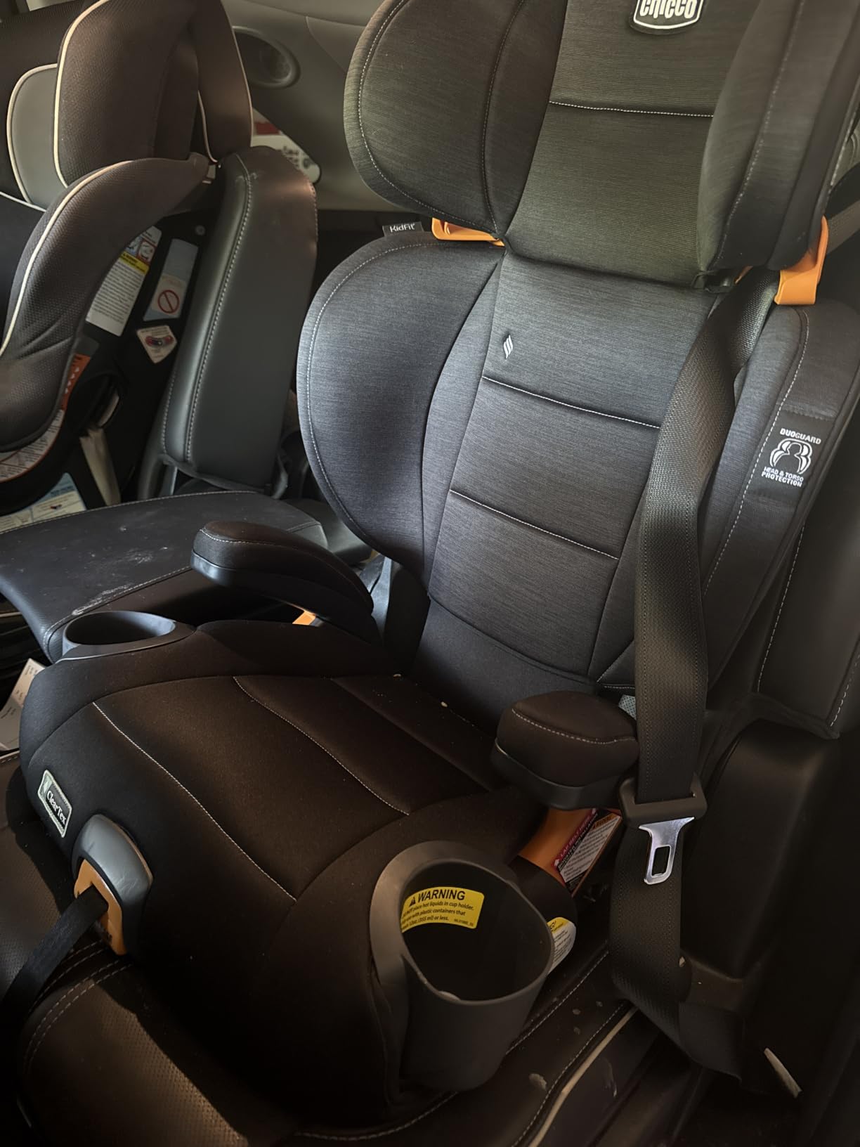 Chicco KidFit ClearTex Plus 2-in-1 Belt-Positioning Booster Car Seat | Obsidian/Black, belt-positioning booster seat, ages 4+, 40-100 lbs, DuoGuard protection, ErgoBoost foam, flame retardant-free customer photo 2
