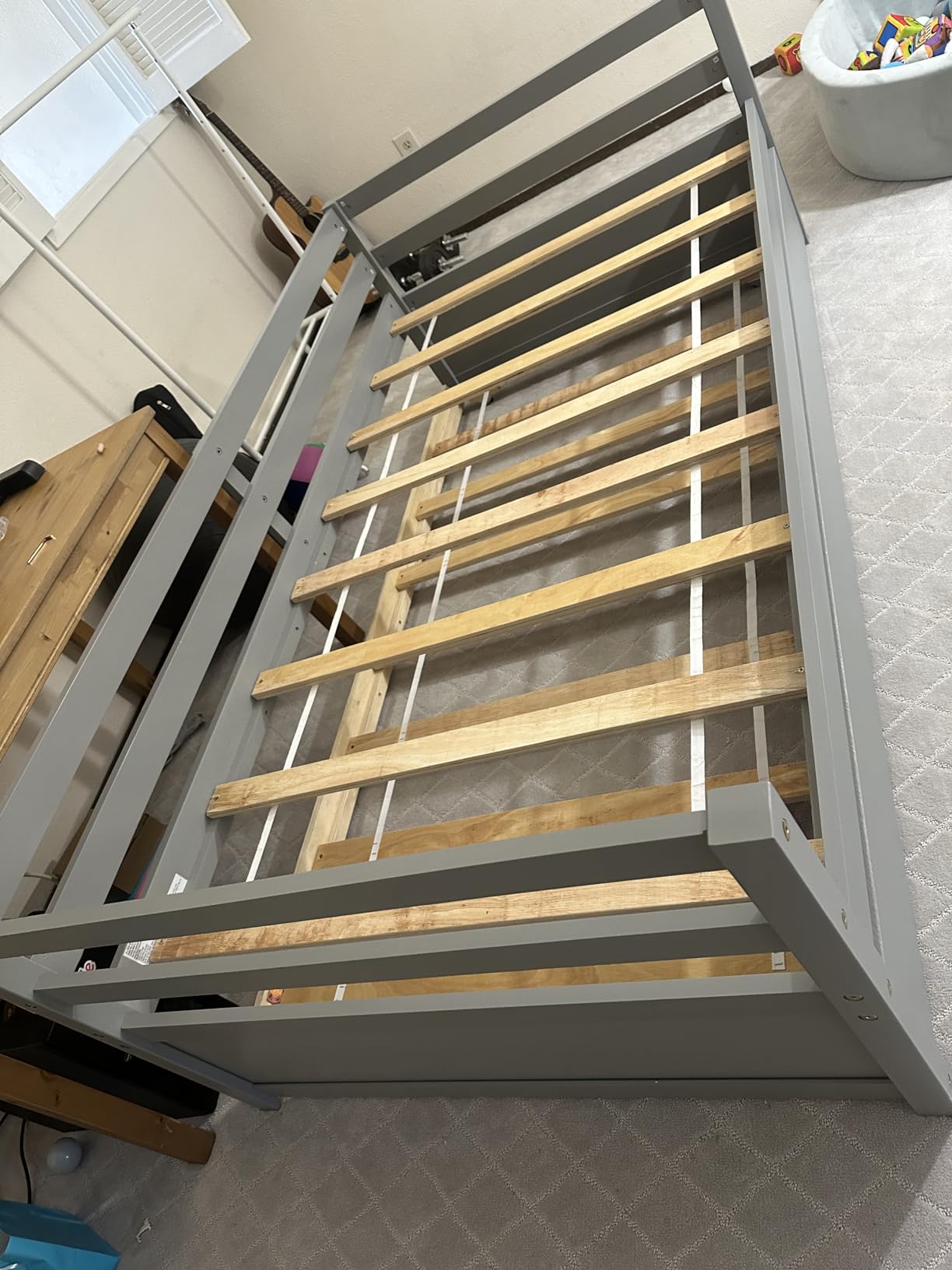 GIANTEX Wood Daybed with Trundle, Twin Size Day Bed with Pullout Trundle & Wooden Slats Support, Space-Saving Twin Daybed Frame for Kids Teens and Guests, No Box Spring Needed, Trundle Bed (Grey) customer photo 2
