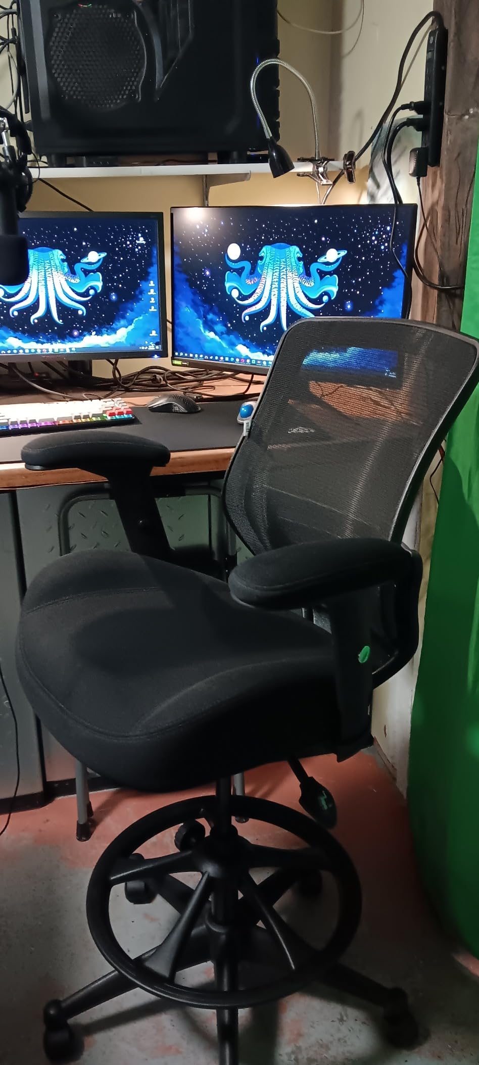 BOLISS 400lbs Mid Back Mesh Ergonomic Drafting Chair for Standing Desk Office Wide Chair Built-in Lumbar Support Big Adjustable Foot Ring Height Adjustable Armrest (Black) customer photo 1