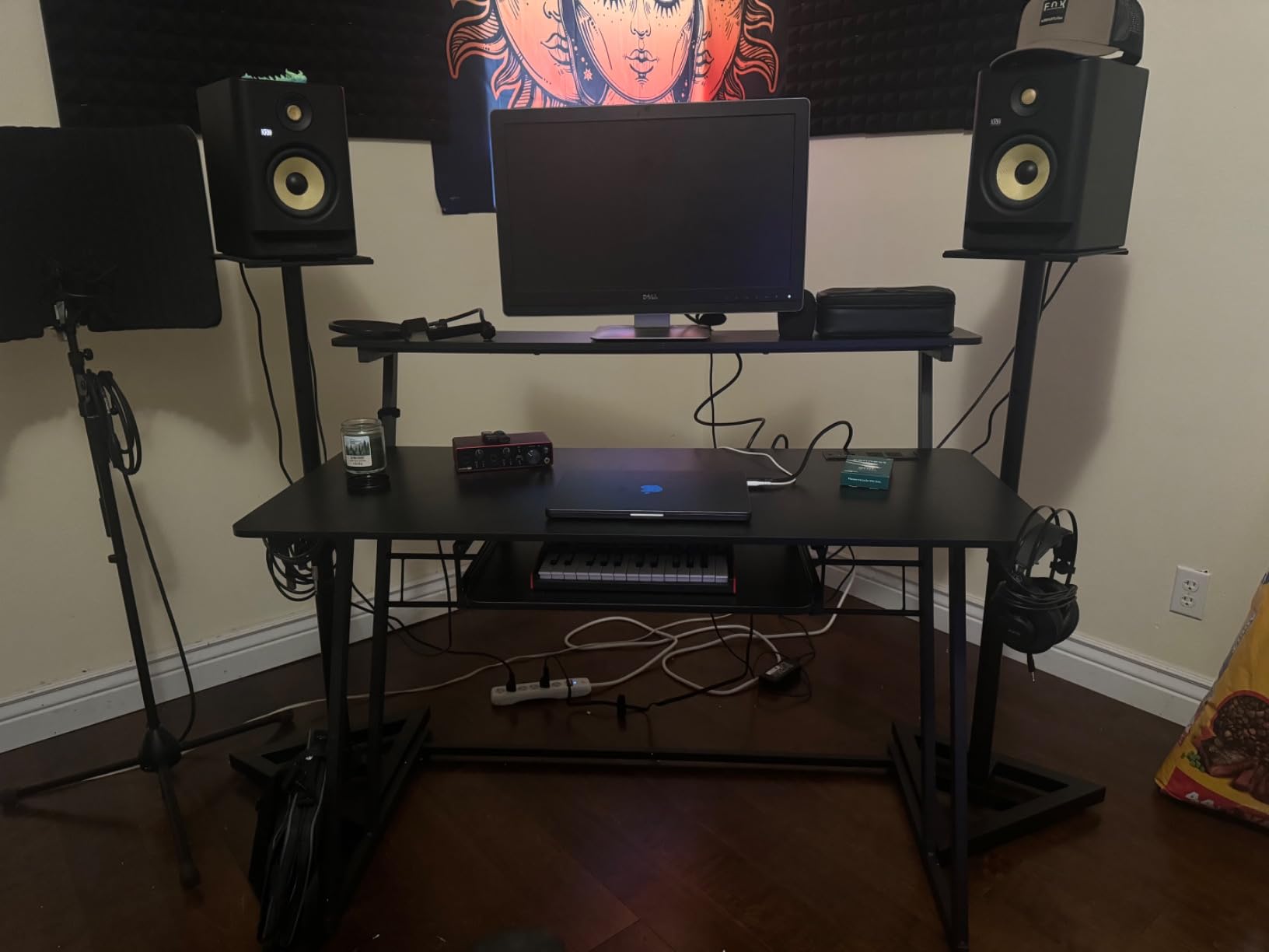 Armocity Music Studio Desk Production Workstation - Recording Studio Desk for Producer with Power Outlet, Studio Workstation for Music Recording, Home Studio Table Desk, Black customer photo 1
