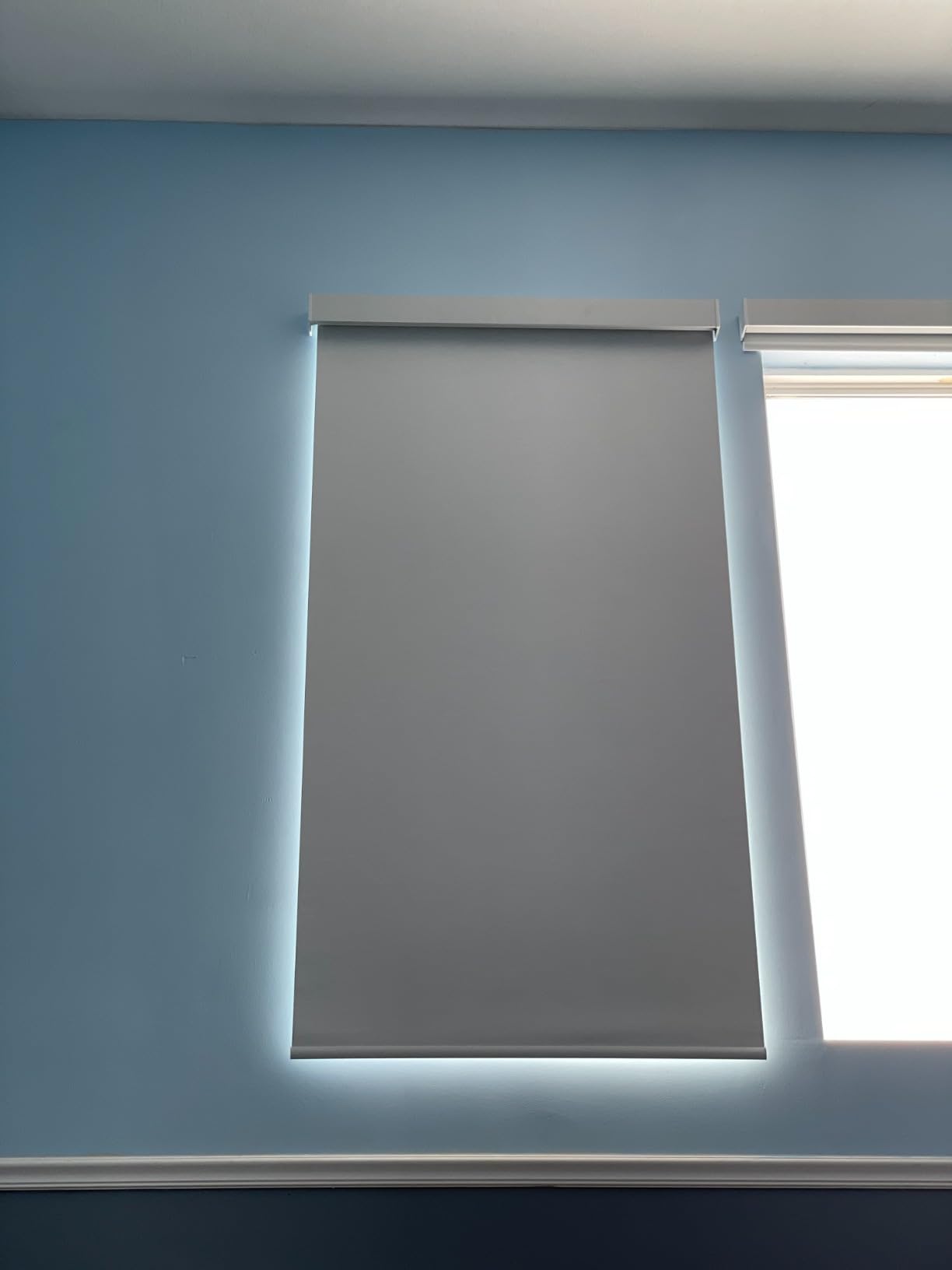 Motorized Roller Shades, 100% Blackout, Gentle White | Automatic Blinds for Indoor Windows, Works with Alexa Google Apple Home, Remote & App Control, Solar/USB Charging, Custom Size customer photo 2