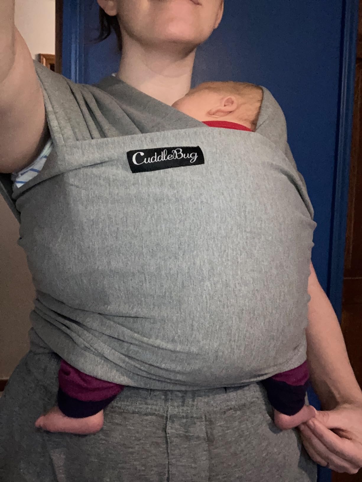 Cuddlebug Baby Wrap Carrier, Soft Stretchy Newborn Sling, 7-35 lbs, Brown | Breathable Fabric, Hands-Free Baby Wearing Wrap, Hip-Healthy support with Gentle Stretch that hugs from day one. customer photo 2