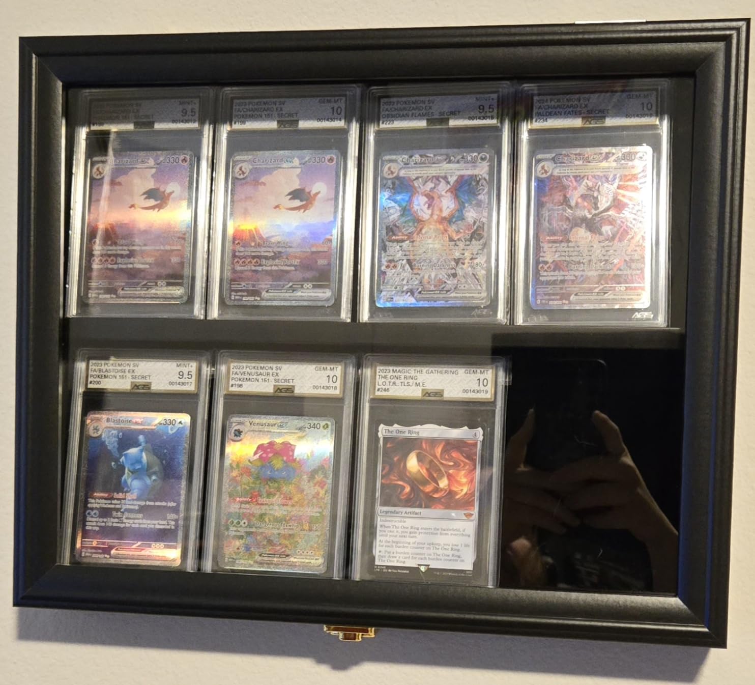 VERANI 8 Graded Card - Sports Baseball Card Display Case Wall Mount Black | 8 Graded Card Display Frame, UV Protection Card Display Box, Sturdy wood frame, Wall mounted vertical cabinet customer photo 1