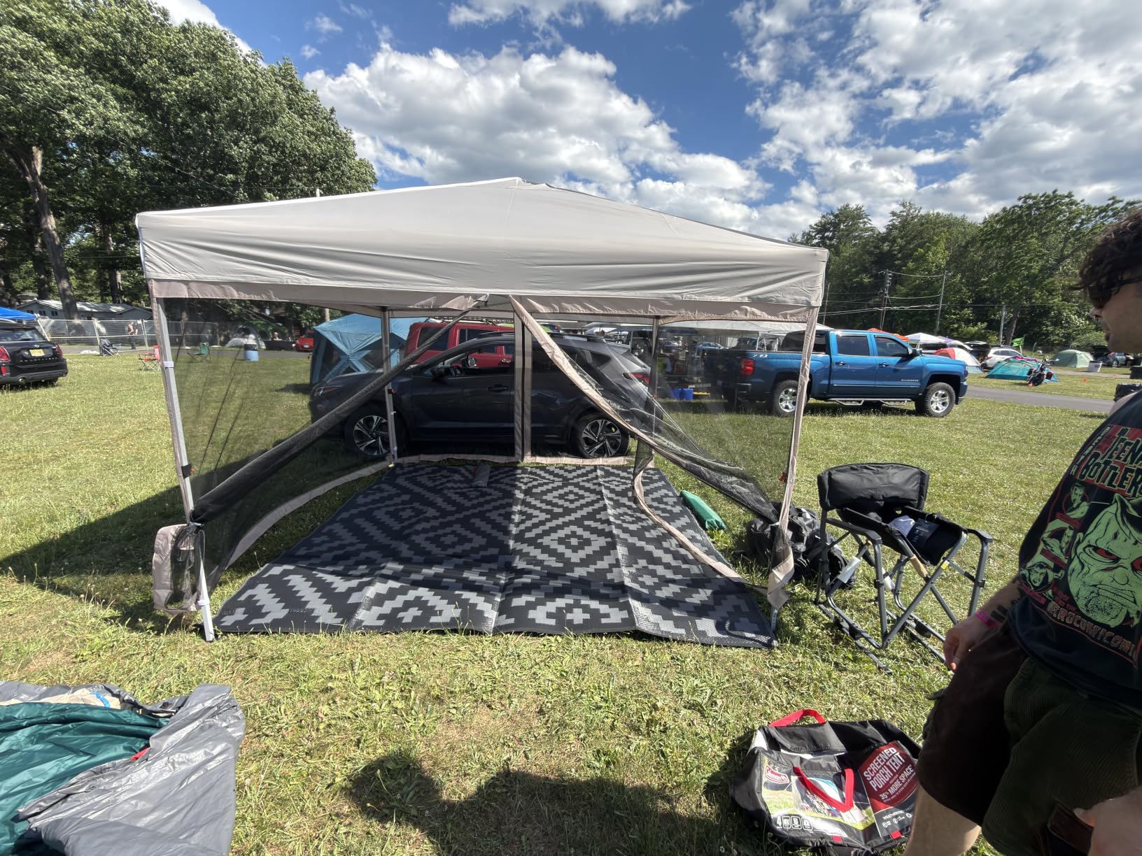 GENIMO Outdoor Rug, Waterproof Plastic Rugs for Patio, 5'x8' Black Grey, Reversible, Foldable customer photo 2