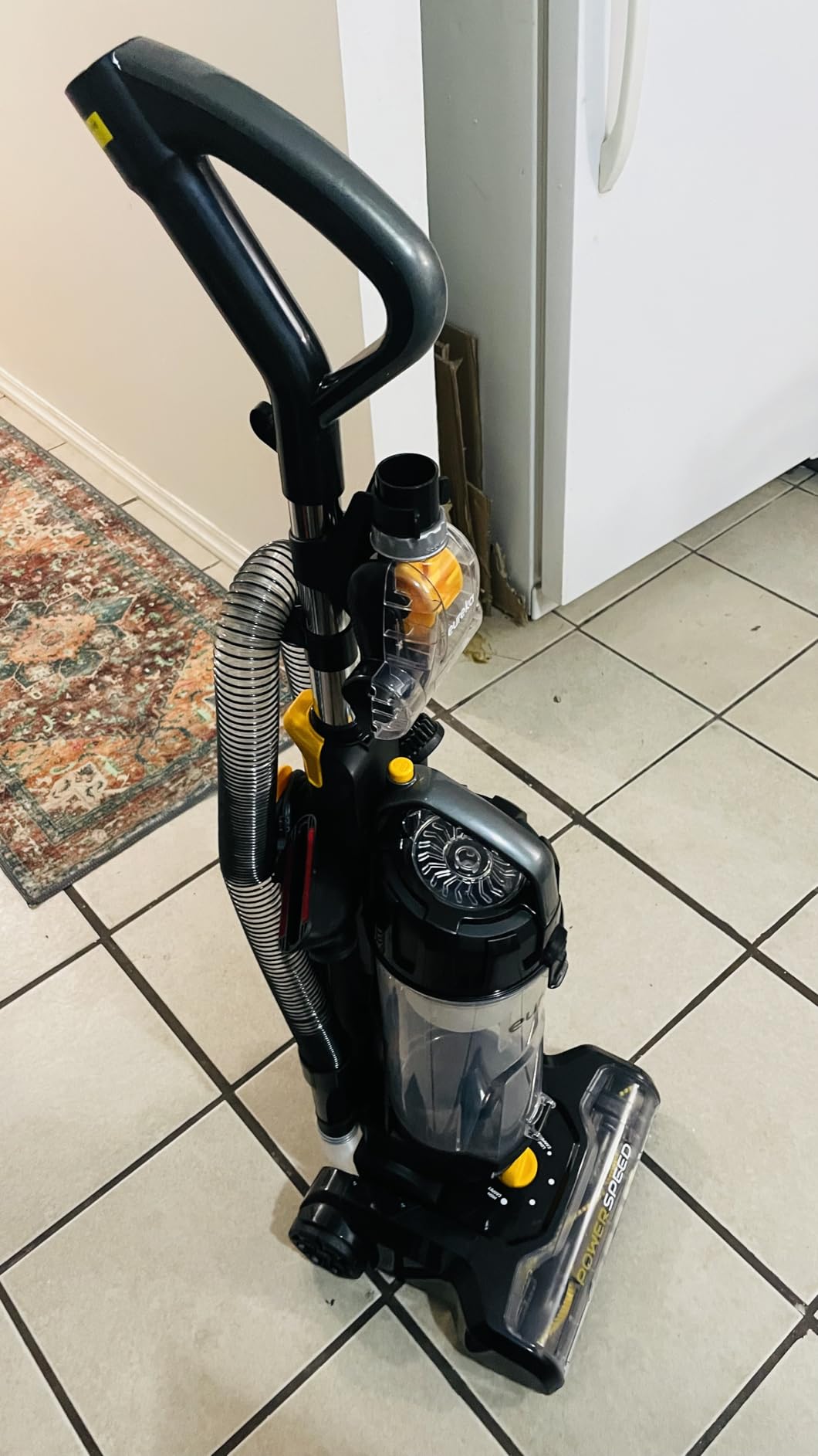 EUREKA PowerSpeed Lightweight Powerful Upright Vacuum Cleaner for Carpet and Hard Floor, Pet Turbo, Black,Yellow | Pet Hair, Carpet & Hard Floor Cleaning, 2.6L Dust Cup, Pet Turbo Brush, Crevice & Upholstery Tools, Yellow customer photo 2