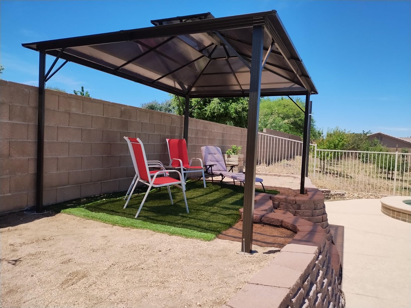12'x16' Hardtop Gazebo, Outdoor Polycarbonate Double Roof Canopy, Aluminum Frame Permanent Pavilion with Curtains and Netting, Sunshade for Garden, Patio, Lawns customer photo 2