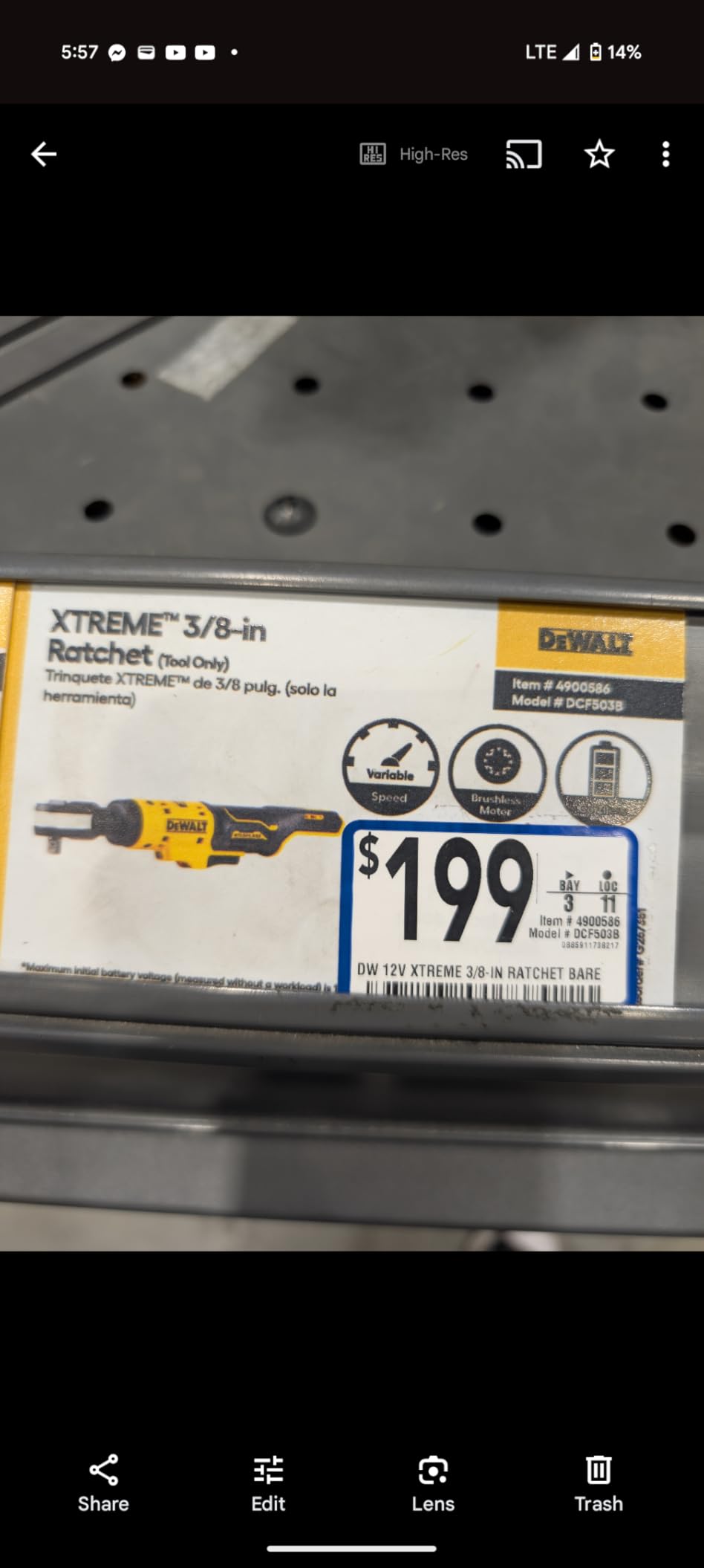 DEWALT XTREME 12V MAX Cordless Ratchet Wrench, 3/8 inch, Bare Tool Only (DCF503B) customer photo 1