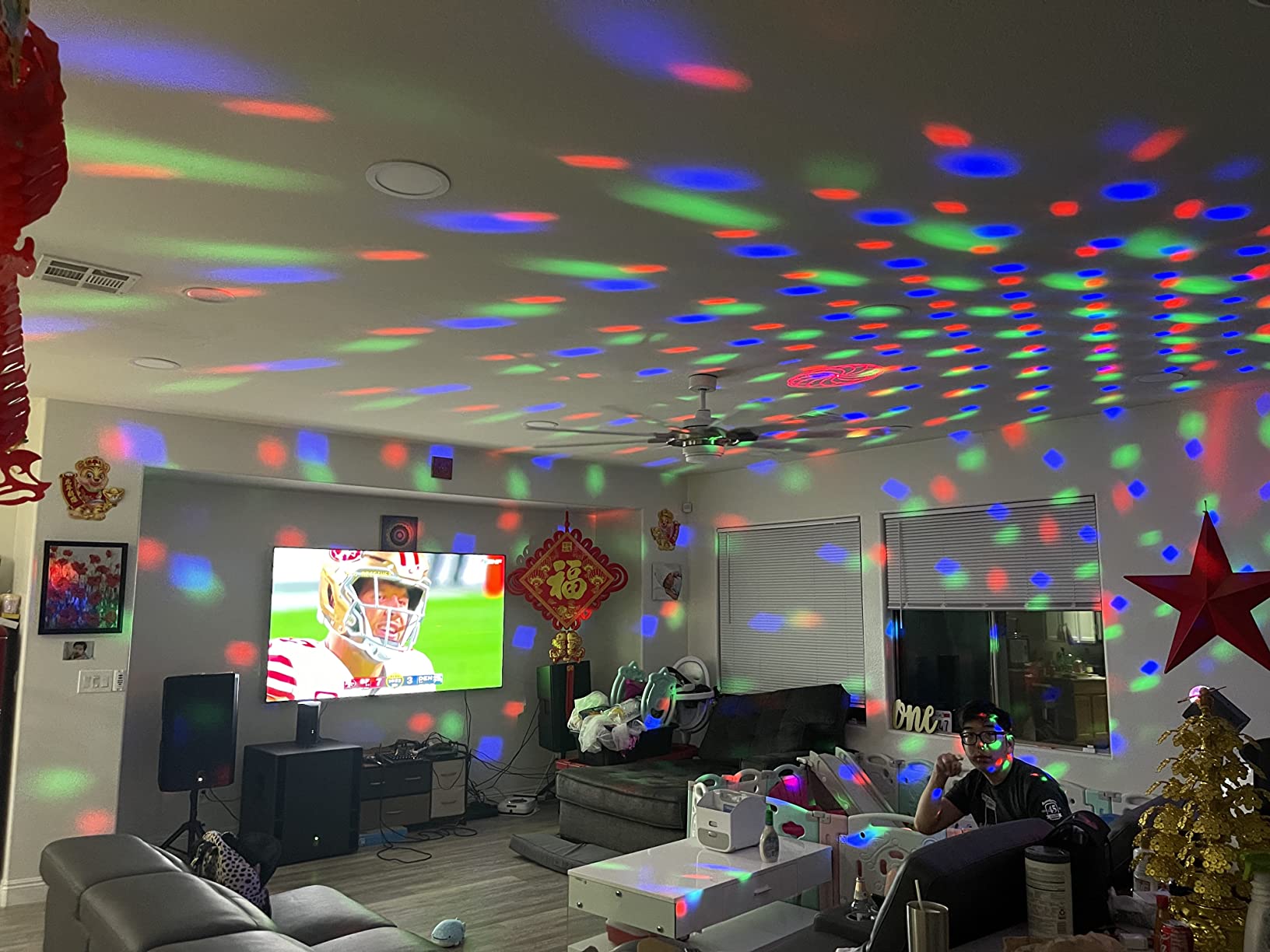 Dj Party Disco Ball Lights with Pattern and Sound Activated, 10 ft USB Cable, Laucnpty LED Stage Strobe Light that Sync with Music, Christmas Rave/Home Karaoke/Dance/Club Bar Lights for Parties customer photo 2