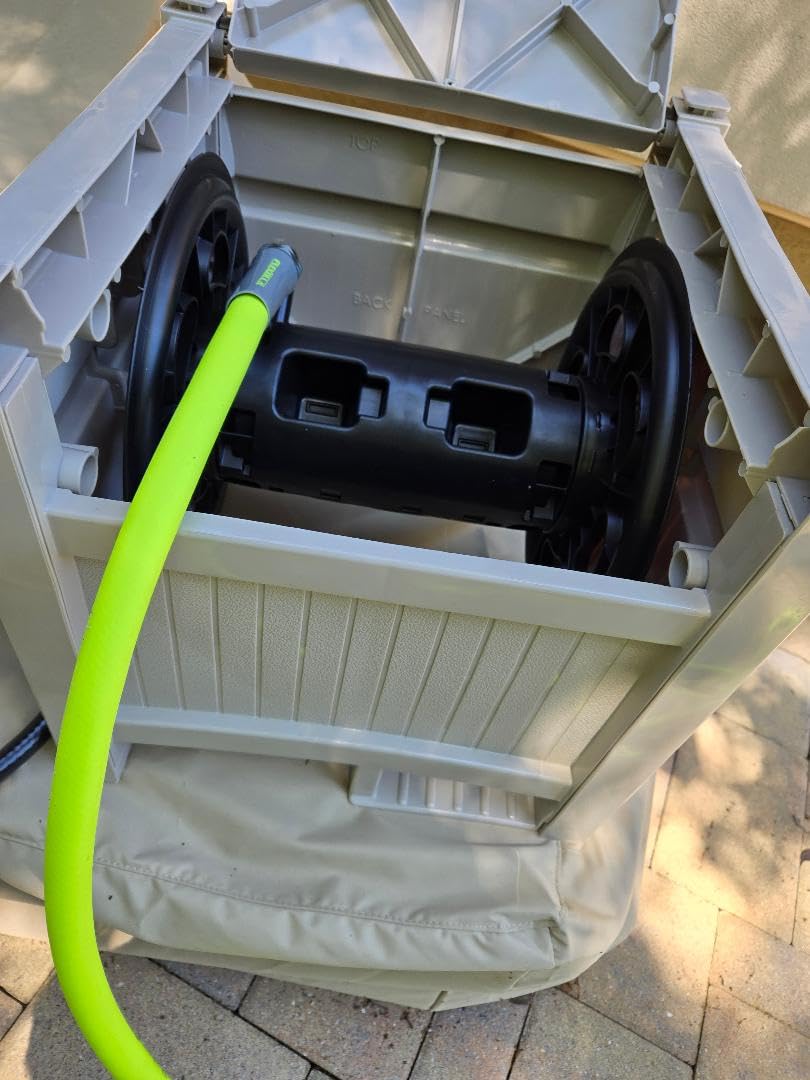 Suncast 100 ft Garden Hose Reel Hideaway, Cyberspace Grey | Resin Outdoor Hose Storage for 5/8in Vinyl Hoses, Weatherproof Design customer photo 1