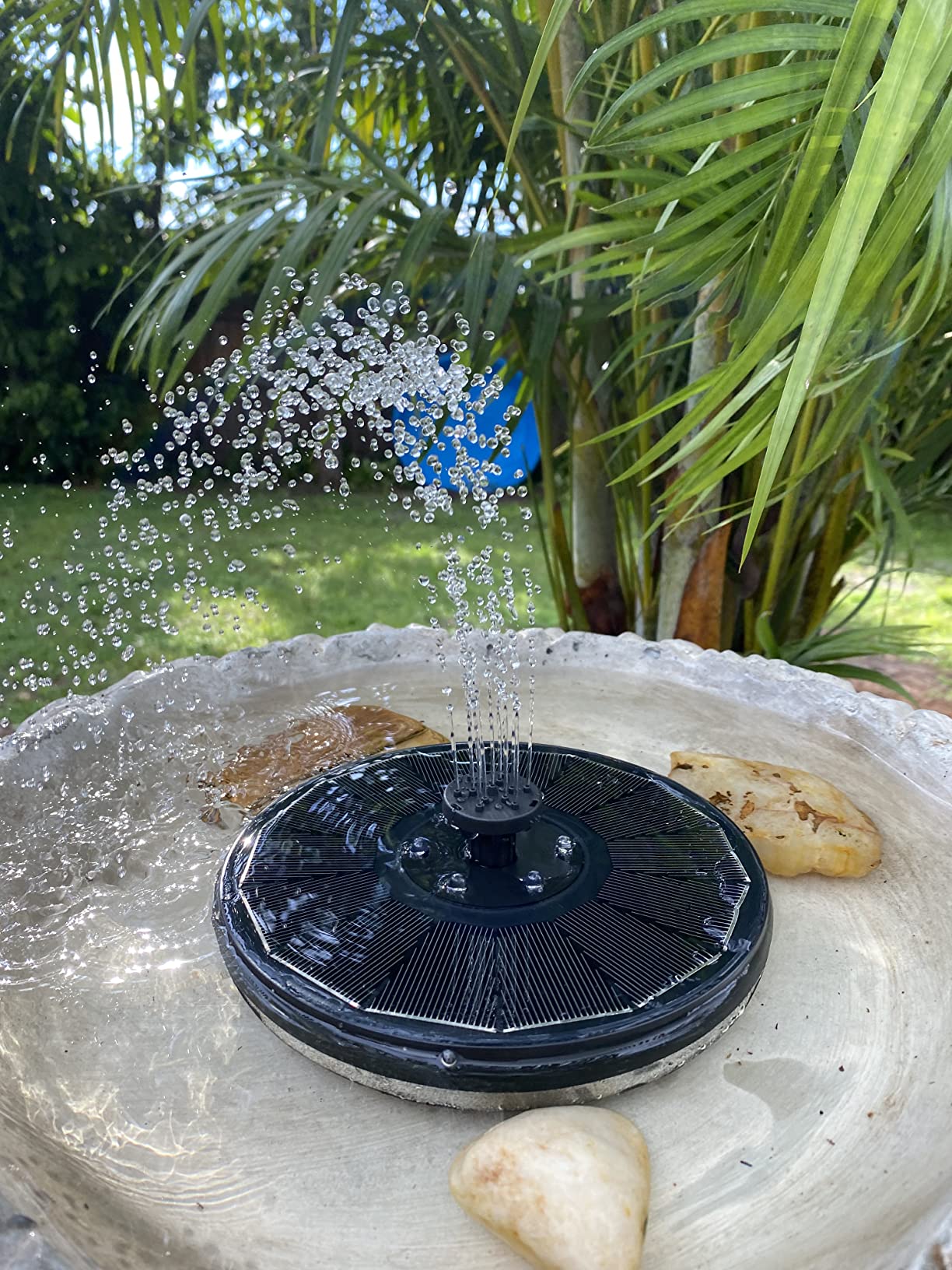 Solar Powered Fountain 4W Bird Bath Fountains Pump Upgraded Glass Panel Fountains with Color LED Lights 7 Nozzles & 4 Fixers for Garden Small Pond Outdoor Swimming Pool Fish Tank customer photo 1