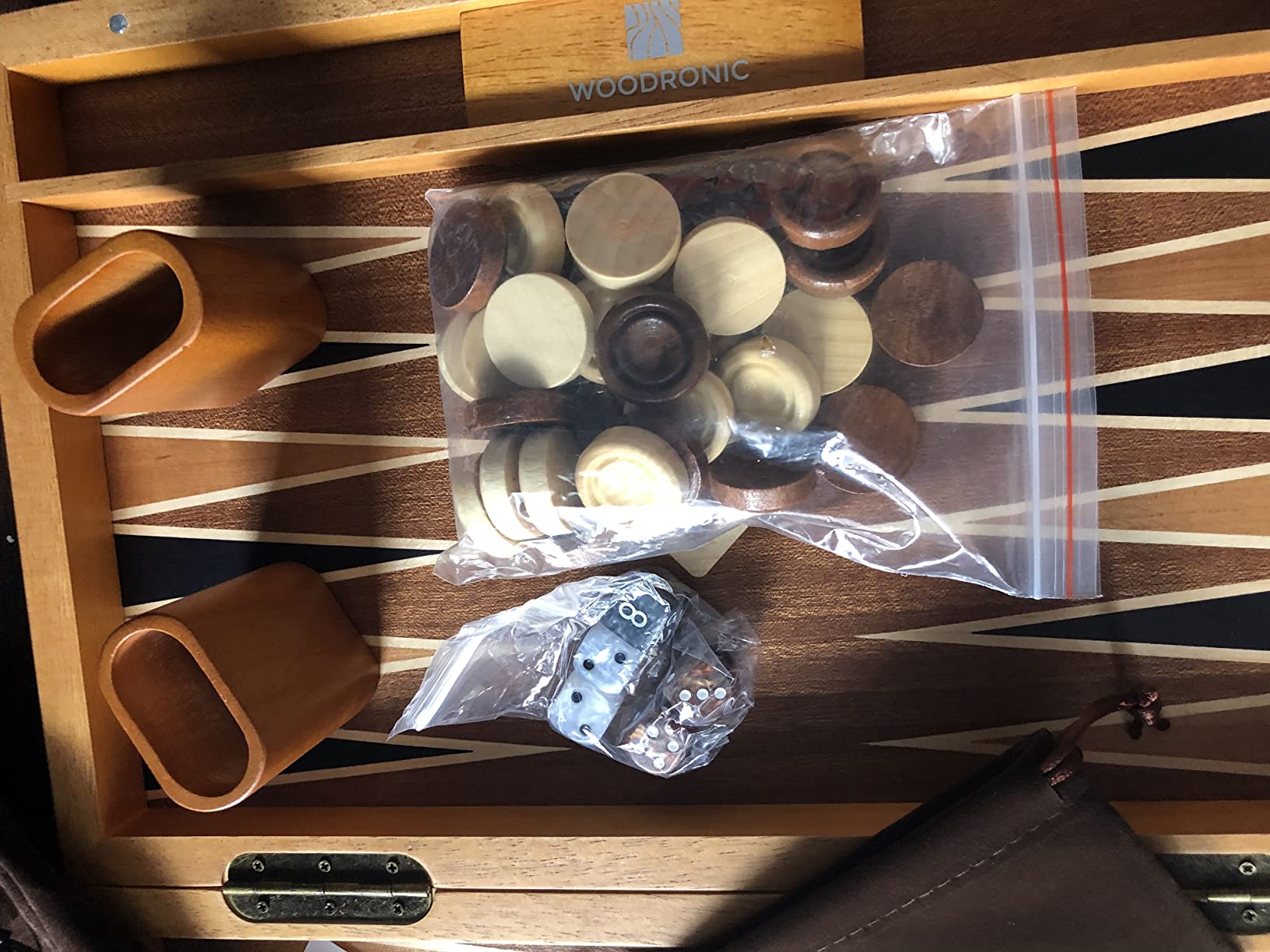 Wooden Backgammon Set for Adults - 19 Inch Classic Board Game Case - Premium Folding Backgammon Set with Wooden Playing Pieces, Dices - Large Wood Inlaid Travel Backgammon Game Set for 2 Players customer photo 2
