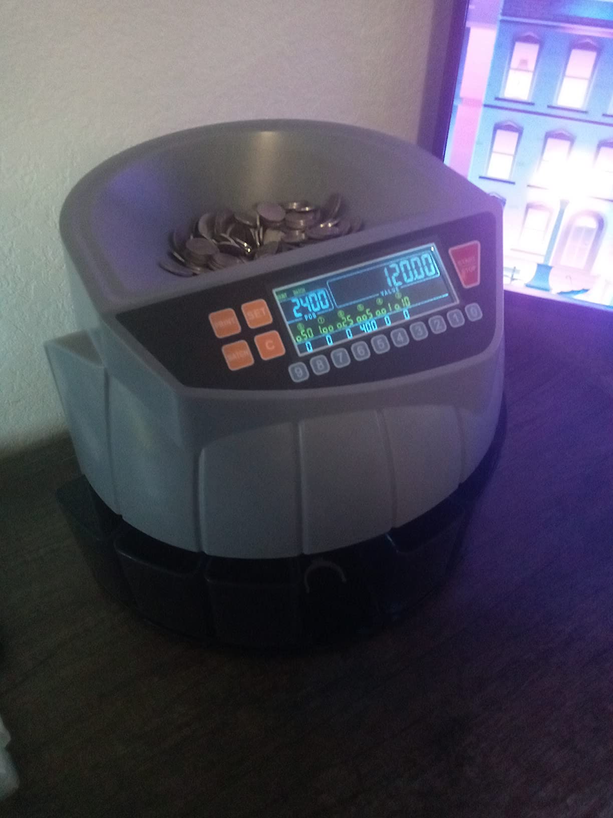 MUNBYN Coin Counter Machine, Coin Sorter Machine, 1c, 5c, 10c, 25c, 50c and Dollar, 250 Coins/min, Compatible with Printer, Batch Mode Change Counter Machine, 6 Bins and Tubes Roller customer photo 1