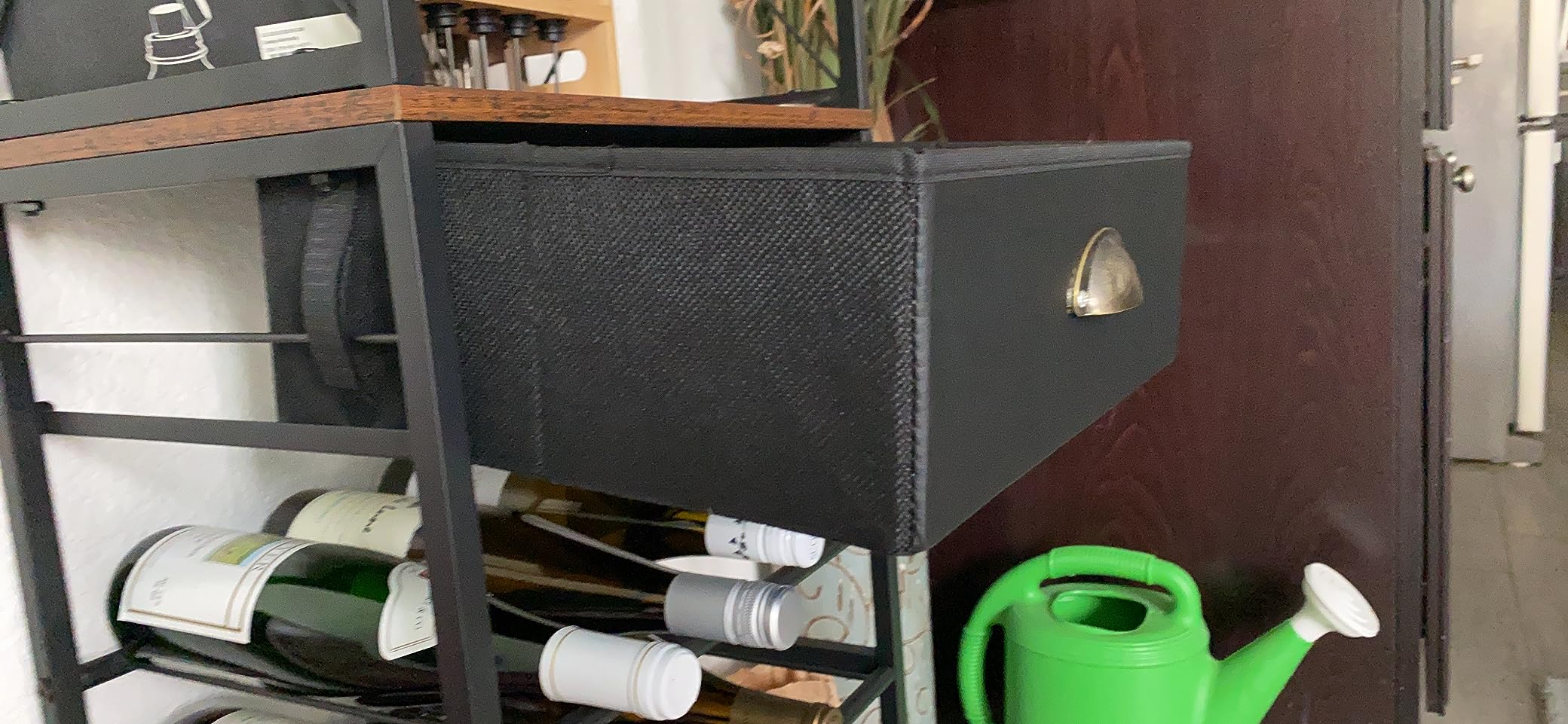Homeiju Wine Rack Freestanding Floor, Bar Cabinet for Liquor and Glasses | 4-Tier bar Cabinet with Tabletop, Glass Holder, Storage Drawer and Wine Storage for Living Room (Patent No.D29872845) customer photo 2
