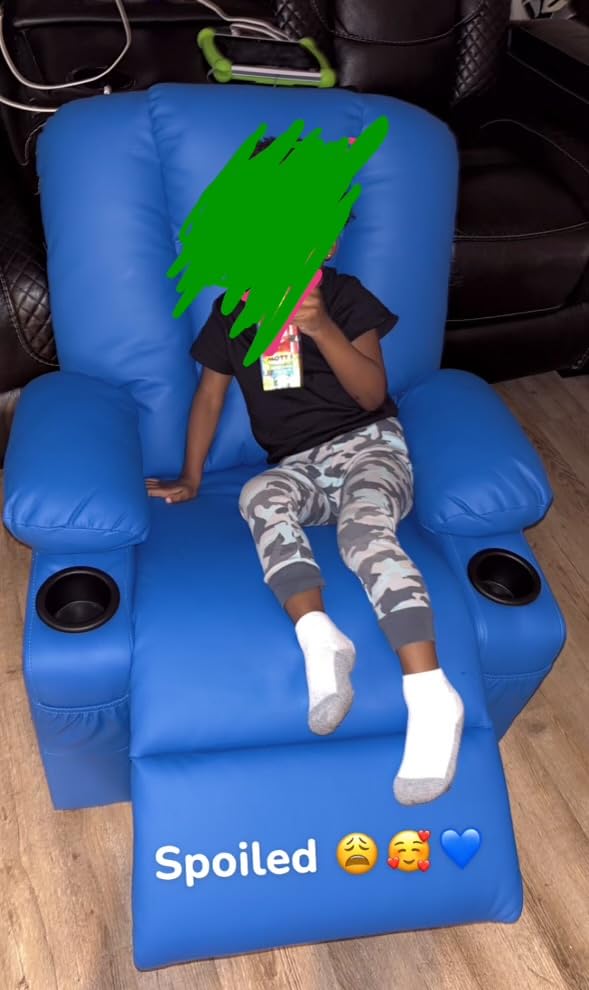 MCombo Big Kids Recliner for Ages 3+, Toddlers Recliner Sofa 7322 (Beige) with Cup Holders, Anti Slip Feet, Side Pockets, FSC Certified customer photo 1