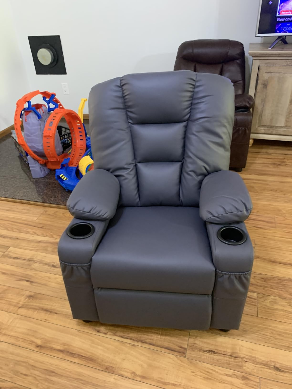 MCombo Big Kids Recliner for Ages 3+, Toddlers Recliner Sofa 7322 (Beige) with Cup Holders, Anti Slip Feet, Side Pockets, FSC Certified customer photo 2