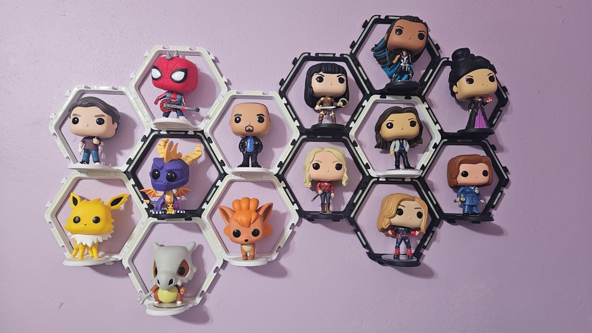9 PCS Riser Display Shelf for Funko POP Figures Collectibles, Floating Shelves Display Ledge for Organizer and Decoration, Display Stands Showcase, Glowing at night customer photo 2