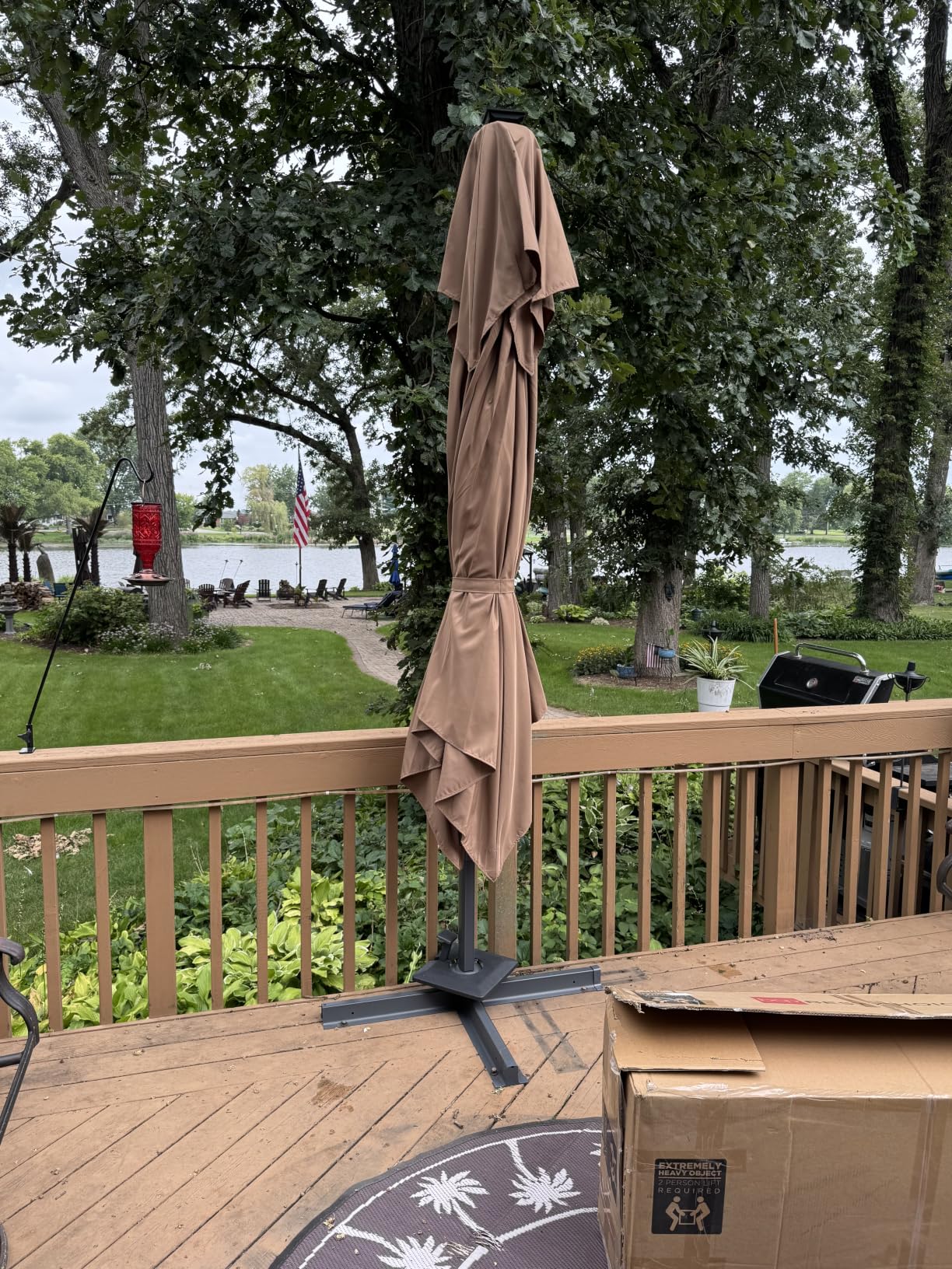 Best Choice Products 10x10ft Cantilever Patio Umbrella w/Base Included, Solar LED Lights, 360 Rotation Large Offset Hanging Outdoor Shade for Deck Pool Backyard w/Stand - Tan customer photo 2