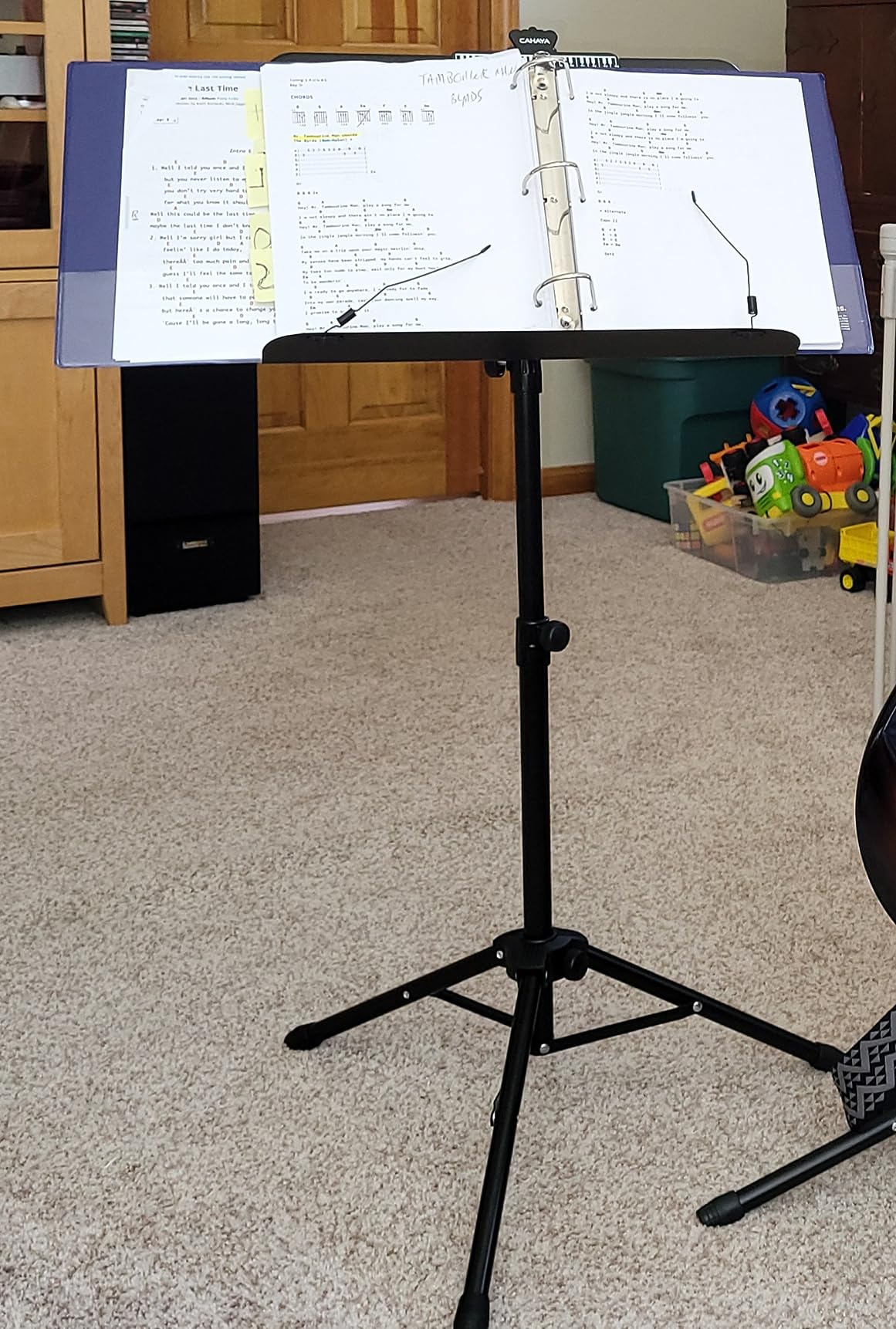 CAHAYA 5 in 1 Heightened Dual-use Sheet Music Stand Desktop Book Stand | Portable Metal Solid Back with Height Adjustable from 31-67in Including Carrying Bag Sheet Music Folder Clip for Home School customer photo 2