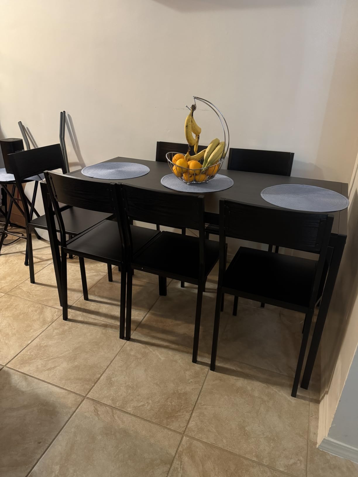 Gizoon 4-Piece Dining Table Set for 4, Kitchen Table with Bench Black | Space-saving black 4-piece dinette set with metal storage rack. Includes 2 ergonomic chairs and 1 bench customer photo 2