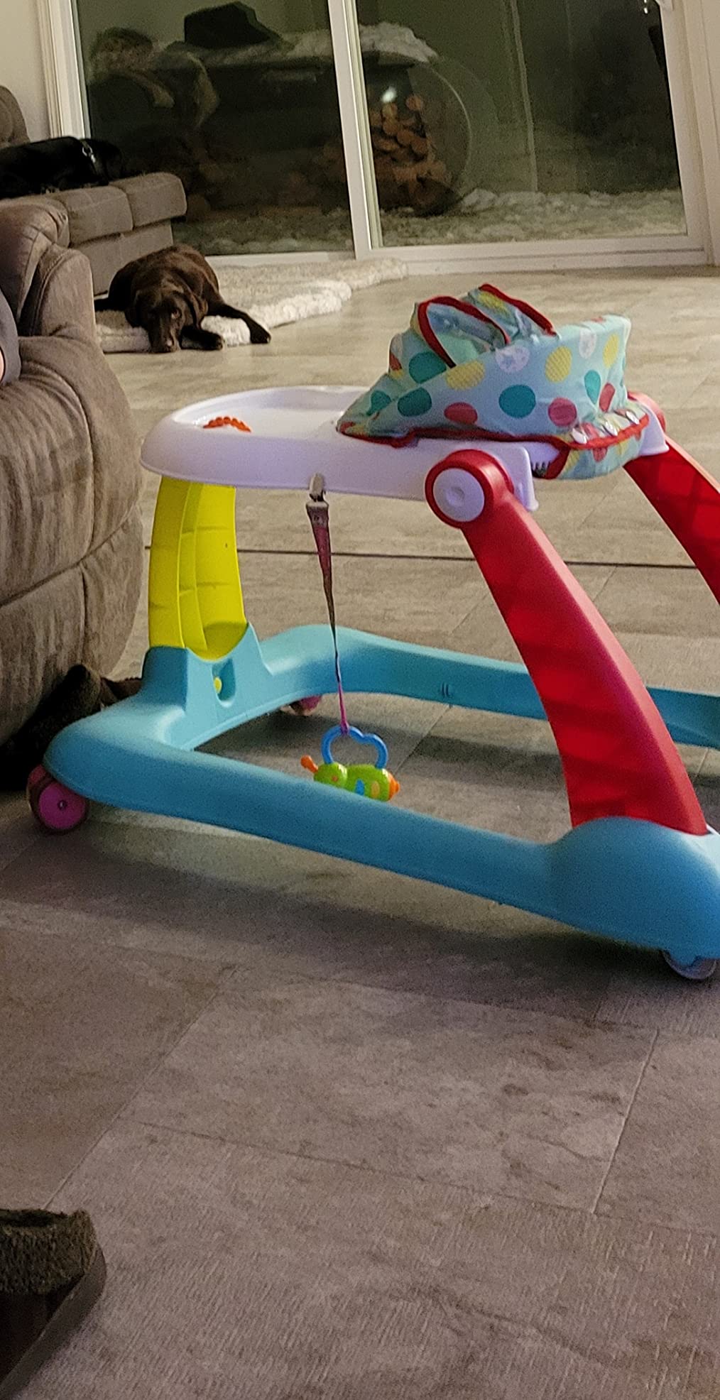 Kolcraft Tiny Steps 2 in 1 Foldable Infant and Baby Walker with Wheels, Seated or Walk Behind Activity Center, Entertaining Developmental Activities for Boys and Girls, Wide Base Sturdy Frame customer photo 2
