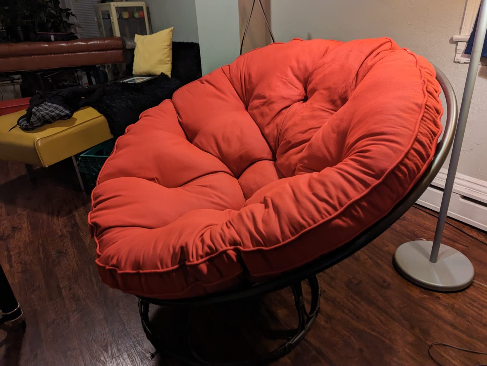 Joyside Papasan Chair with Cushion and Frame, 46'' Wicker Papasan Lounge Chair Large Saucer Chair, Brown Frame with Beige Cushion customer photo 2