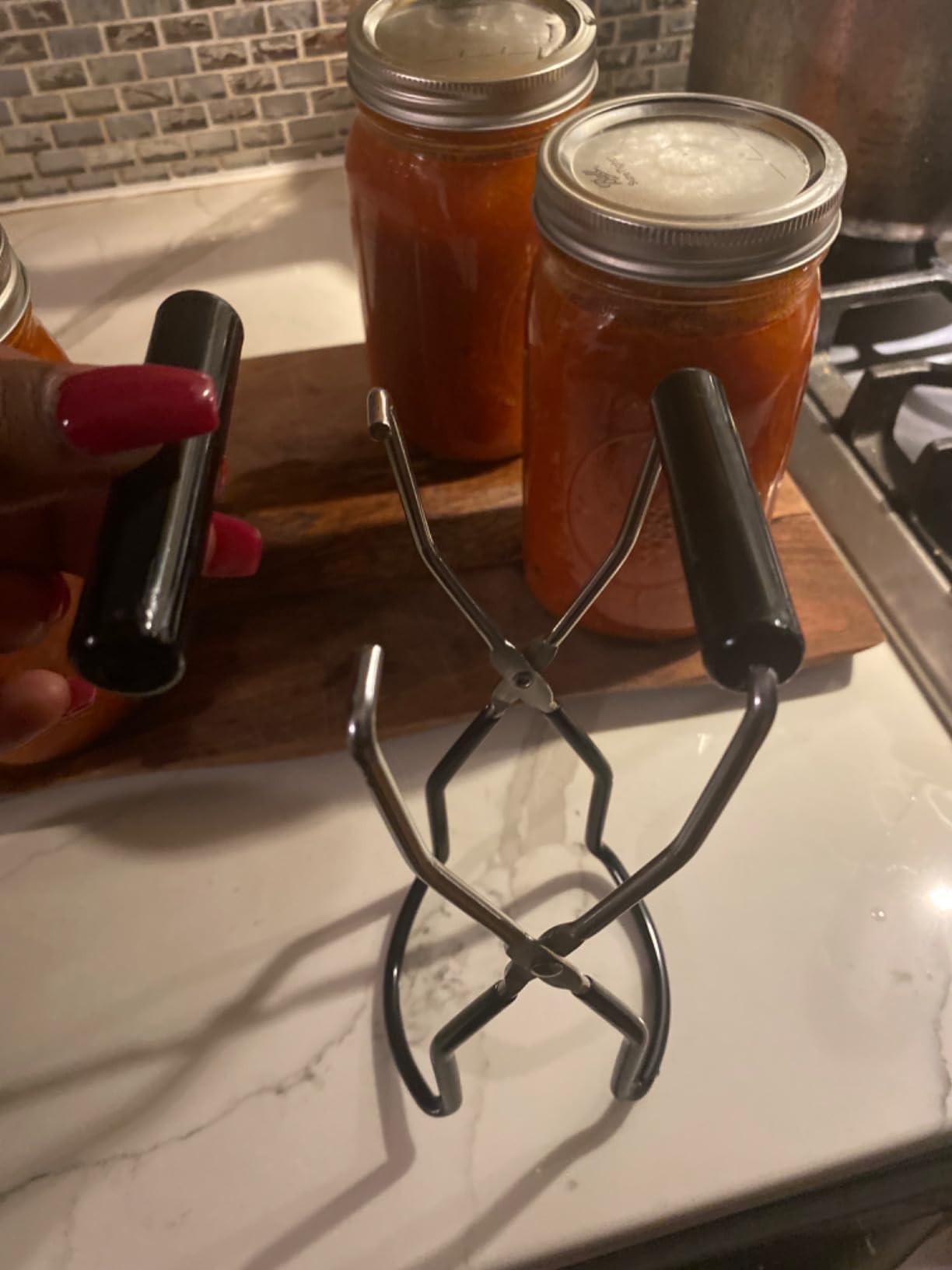 Pisol Canning Supplies Starter Kit, 7 Piece Canning Tools Set with Stainless Steel Rack, Wide Mouth Funnel, Kitchen Tongs, Jar Lifter, Magnetic Lid Lifter, jar Wrench, Bubble Popper customer photo 2