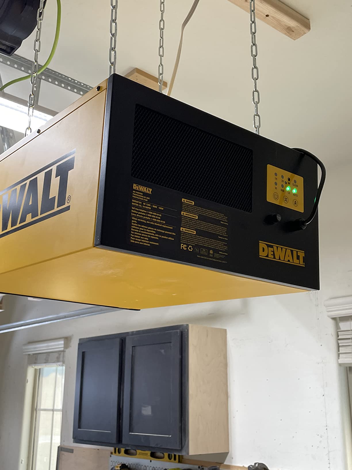 DEWALT Air Filtration System Dust Collector for Woodworking DWXAF101 | 3-Speed Hanging Ceiling Dust Collection Systems Remote Control 4 Modes 8H Time Setting 2 Stage Filtration for Garage/Workshop customer photo 2