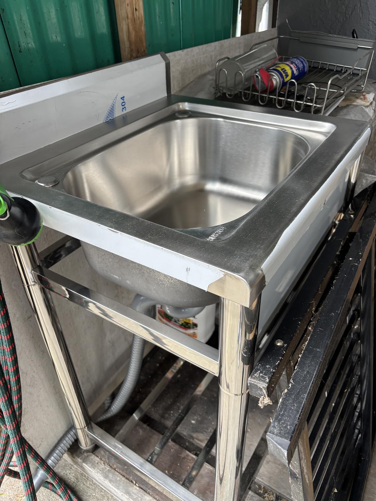 Stainless Steel Utility Sink, Freestanding Single Bowl Garage Sink 22 Inch | Shop Sink for Laundry Room Basement Garden Kitchen Outdoor Indoor, w/t Cold & Hot Water Lines, Rapid Drainage, Easy Setup customer photo 1