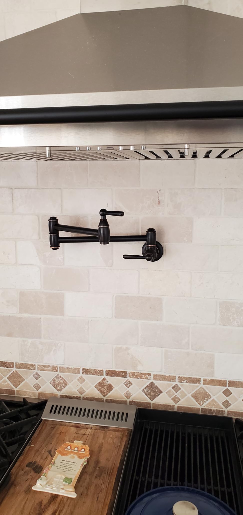 Pot Filler Faucet Oil Rubbed Bronze, ARCORA Traditional Wall Mount Pot Filler 2 Handle with Double Joint Swing Arms Brass Stove Faucet customer photo 2