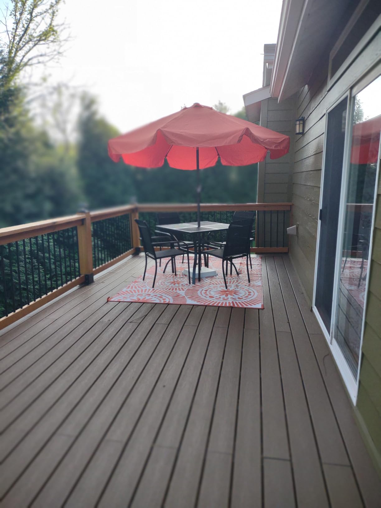 Outdoor Patio Rug Waterproof, Reversible Plastic Straw Mat, Grey Geometric Outside Carpet Quick Dry, Portable Area Rug for Deck Porch Balcony Camping RV (6×9 ft) customer photo 2