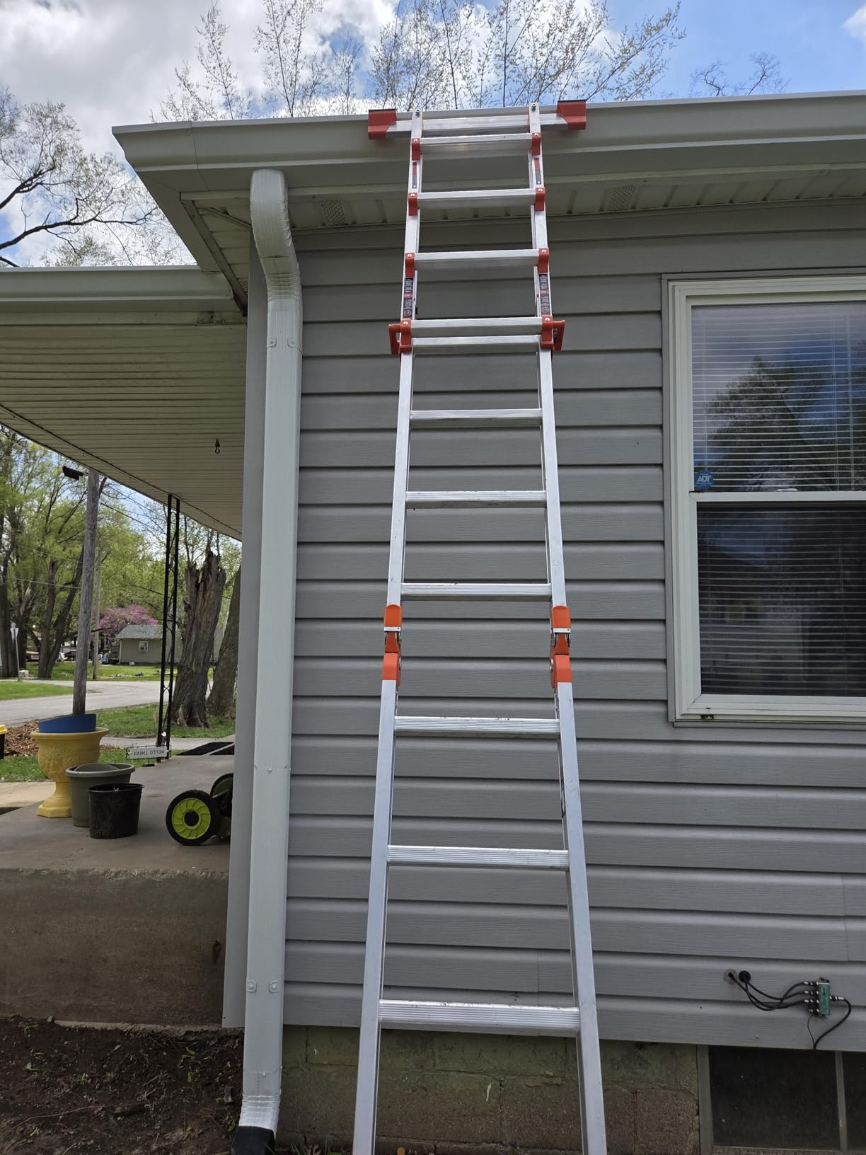 LANBITOU Ladder A Frame Extension 14Ft Multi Position for Home 330lbs | 2mm Thickness Aluminum, Telescoping, Anti-Slip Feet, ANSI Approved, Storage Folding, Security Load for Stairs Indoor Outdoor Roof customer photo 2