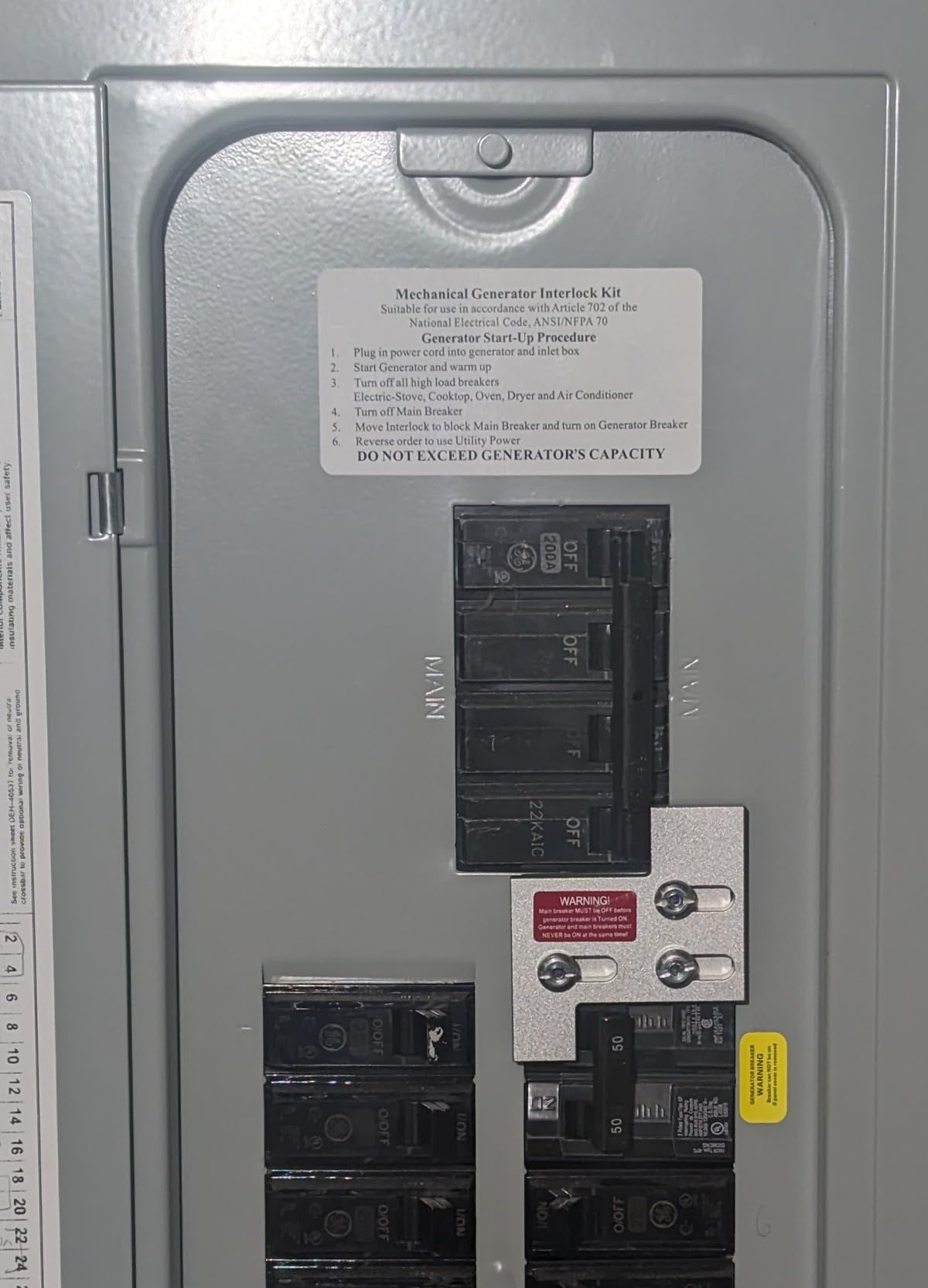 Generator Interlock Kit Compatible with General Electric GE 150 or 200 Amp | Generator Electrical Interlock Kit, 1 1/4 Inch Spacing Between Main and Branch Breaker Panels customer photo 2