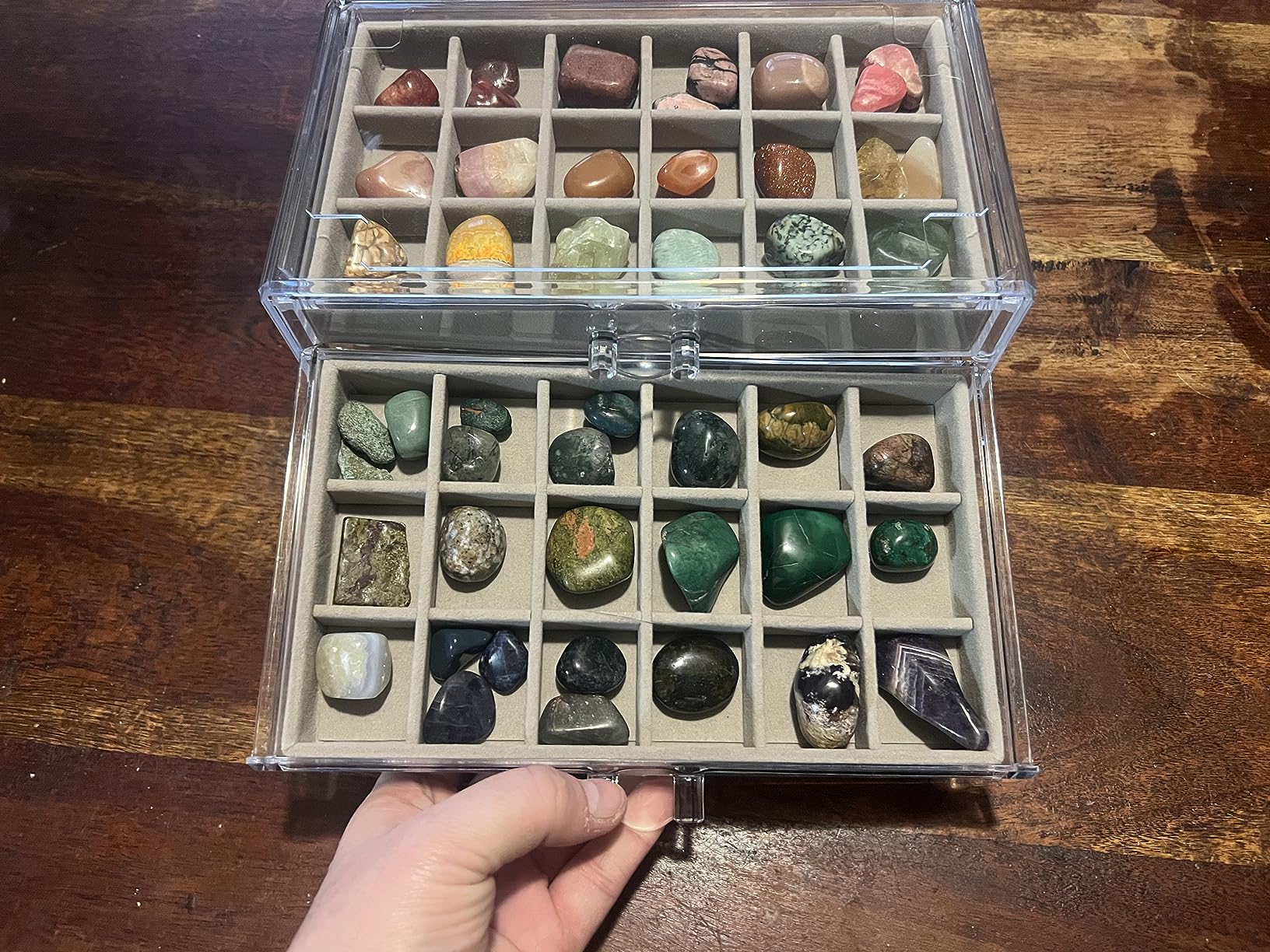 Acrylic Rock Collection Display Case for Collectibles & Mineral Organizer | Clear acrylic shadow box with door and adjustable shelves, storage for rocks and gemstones, display for hobby collectors customer photo 1