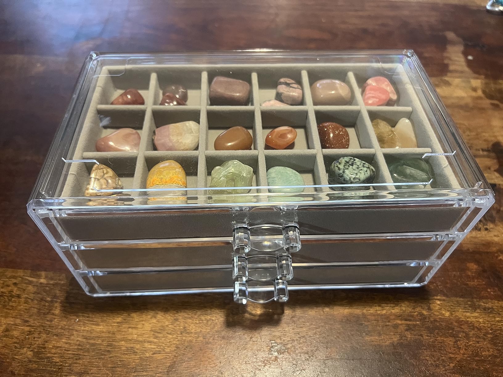 Acrylic Rock Collection Display Case for Collectibles & Mineral Organizer | Clear acrylic shadow box with door and adjustable shelves, storage for rocks and gemstones, display for hobby collectors customer photo 2