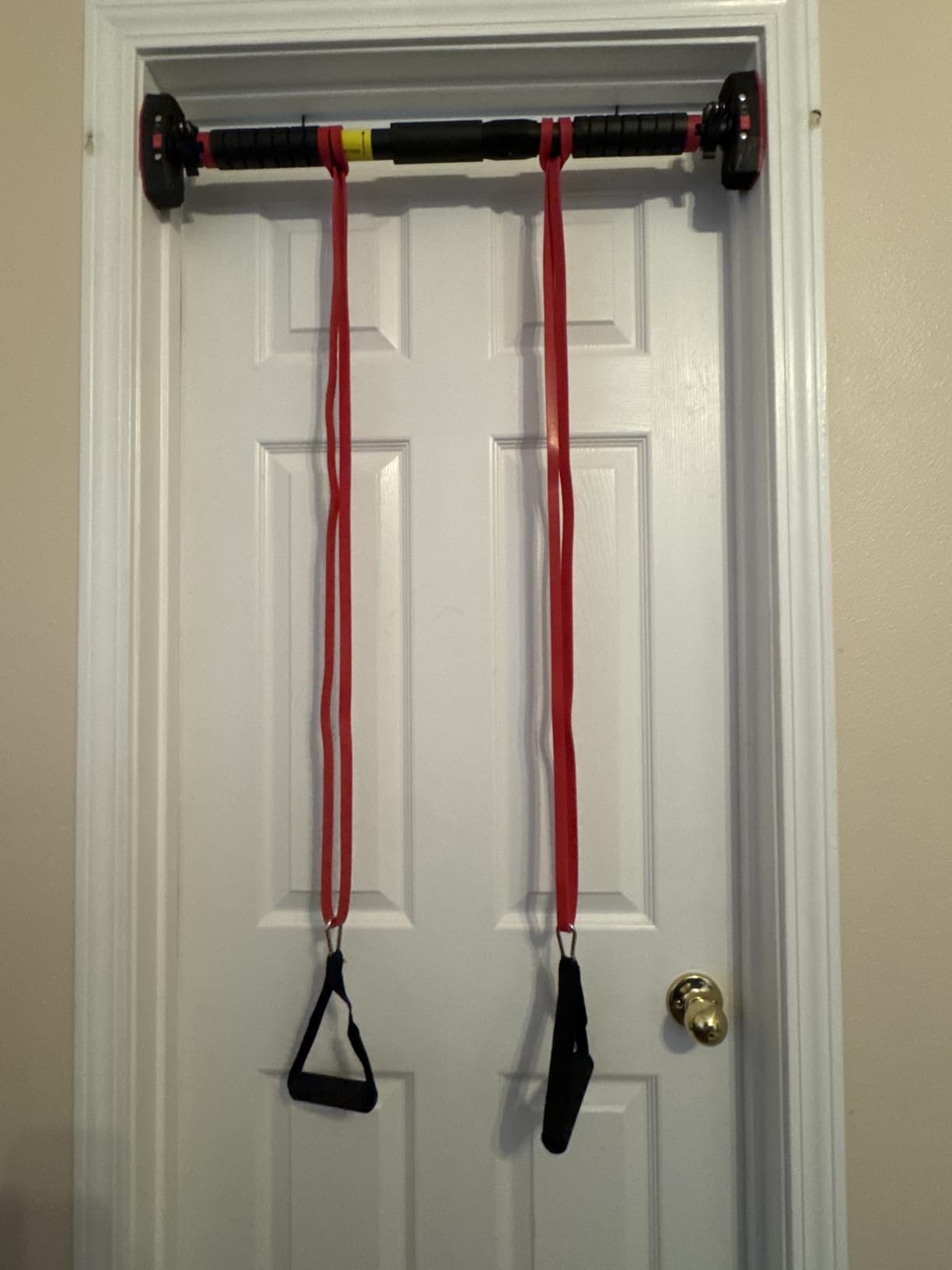 Pull Up Bar for Hallway or Doorway 6-piece Set with Two Attachable Resistance Bands/Handles, Training Manuals, No Screws Chin Up Bar, Max 680lbs, Width options: 27-37
