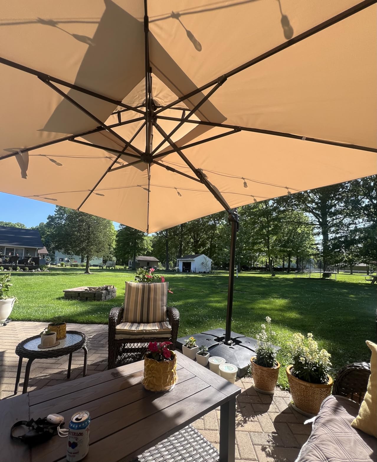 10x13FT Cantilever Outdoor Patio Umbrellas, Double Top Large Rectangle Umbrella, Heavy Duty 360 Degree Rotation Offset Outdoor Sun Shade Umbrella for Garden Deck Pool Backyard Patio, Beige customer photo 1
