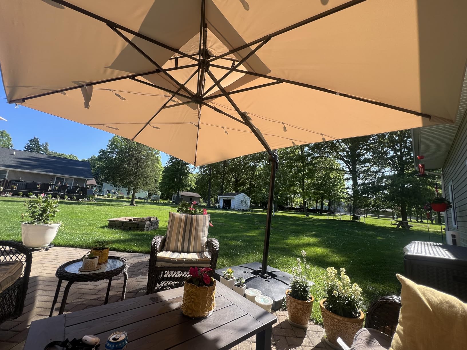 10x13FT Cantilever Outdoor Patio Umbrellas, Double Top Large Rectangle Umbrella, Heavy Duty 360 Degree Rotation Offset Outdoor Sun Shade Umbrella for Garden Deck Pool Backyard Patio, Beige customer photo 2