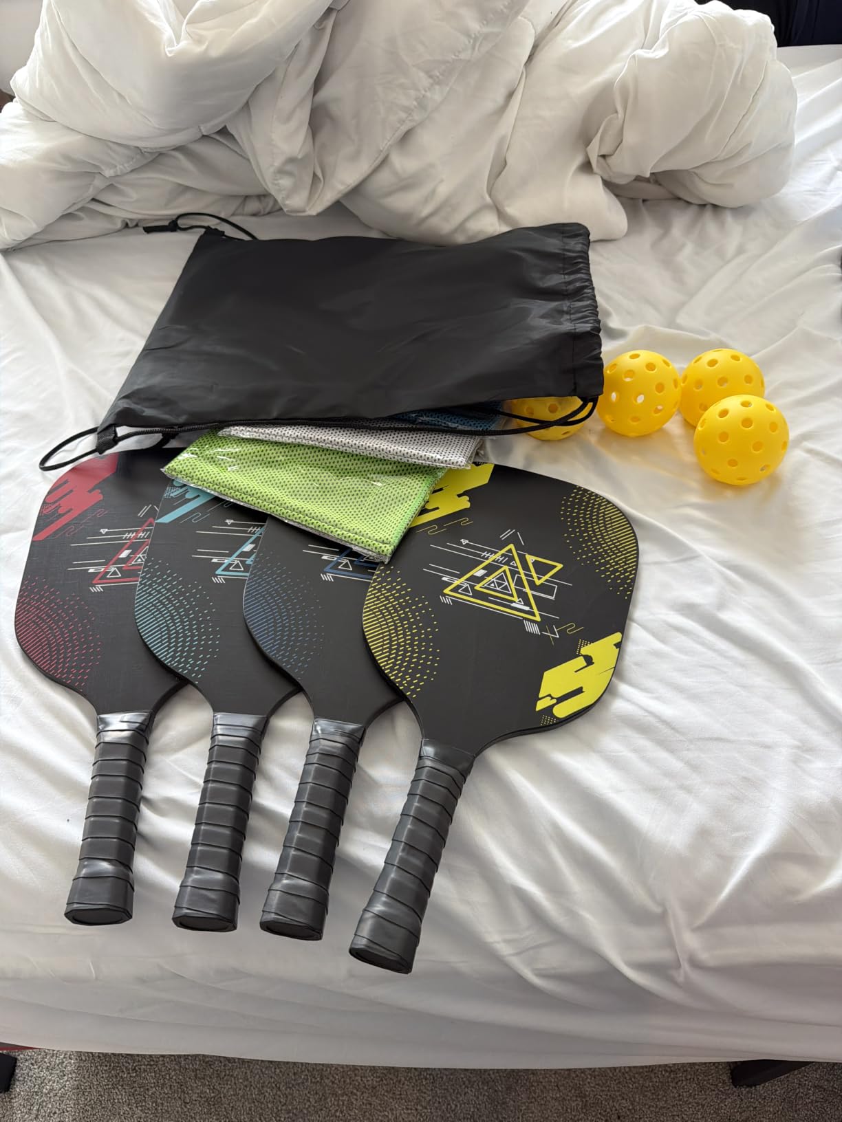 Pickleball Set with 4 Premium Wood Paddles, Cushion Comfort Grip, 4 Cooling Towels, 4 Pickleball Balls & Carry Bag, Pickle Ball Paddle for Men Women customer photo 1