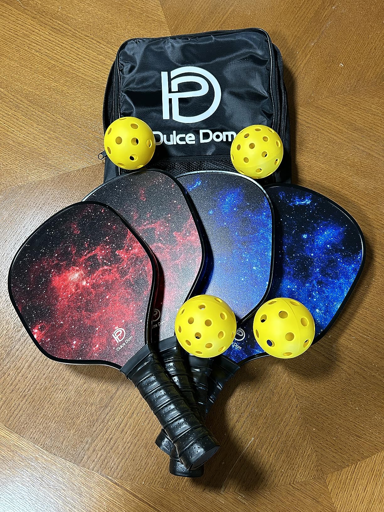 Dulce DOM Pickleball Paddles Set of 2/4 - USAPA Approved, 4 Indoor Outdoor Pickleball Balls, Fiberglass Surface Paddle Racket with Cover Bag, Ideal Training Equipment Gift for Men & Women customer photo 1
