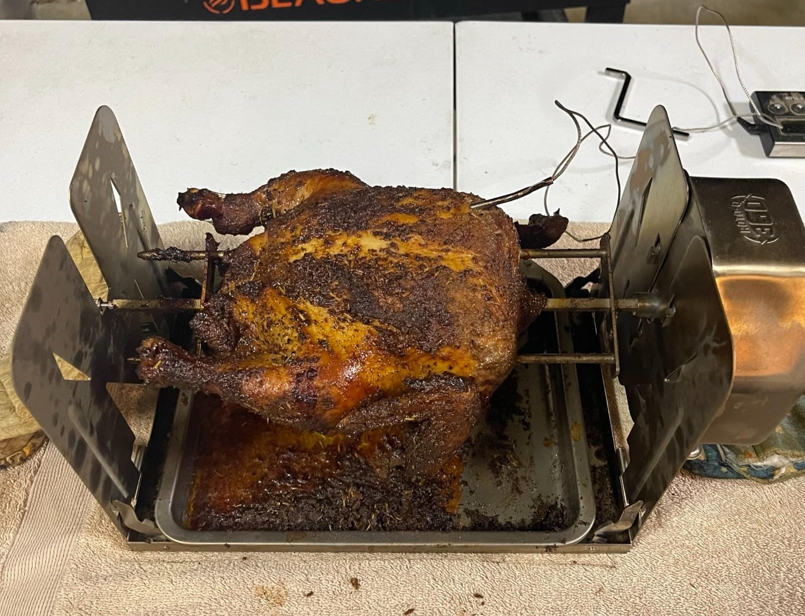 ROTO-Q 360 Family Rotisserie Kit, Non-Electric Wind-Up Spit Roaster with Tumble Basket, Flat Cage, Skewer Set and Mat for Grill, Oven, Smoker, Portable BBQ Cooking, Tailgating, or Camping Use customer photo 1