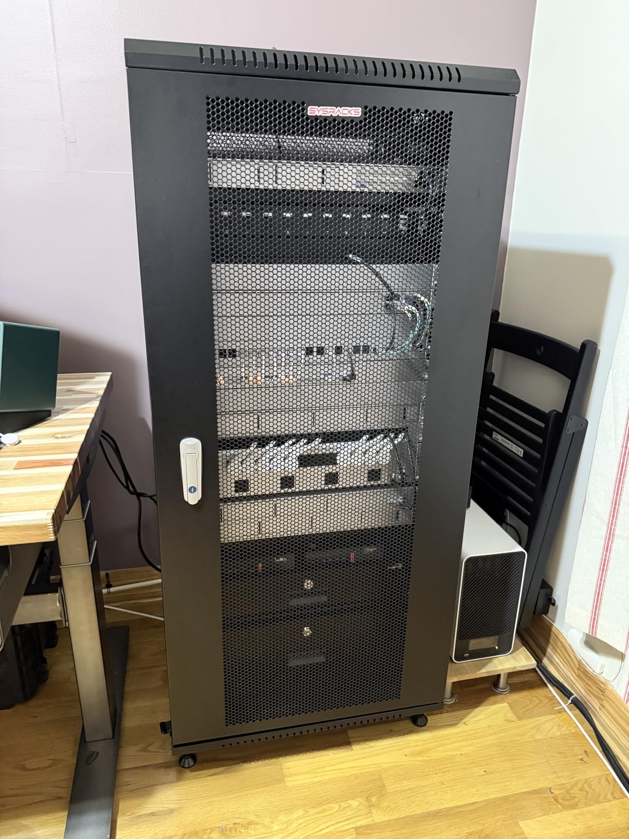 15U Wall Mount Server Rack Cabinet 24'' Deep, 19'' Network Enclosure for Home Lab with Fan, PDU, 2 Shelves, Locking Mesh Door customer photo 1