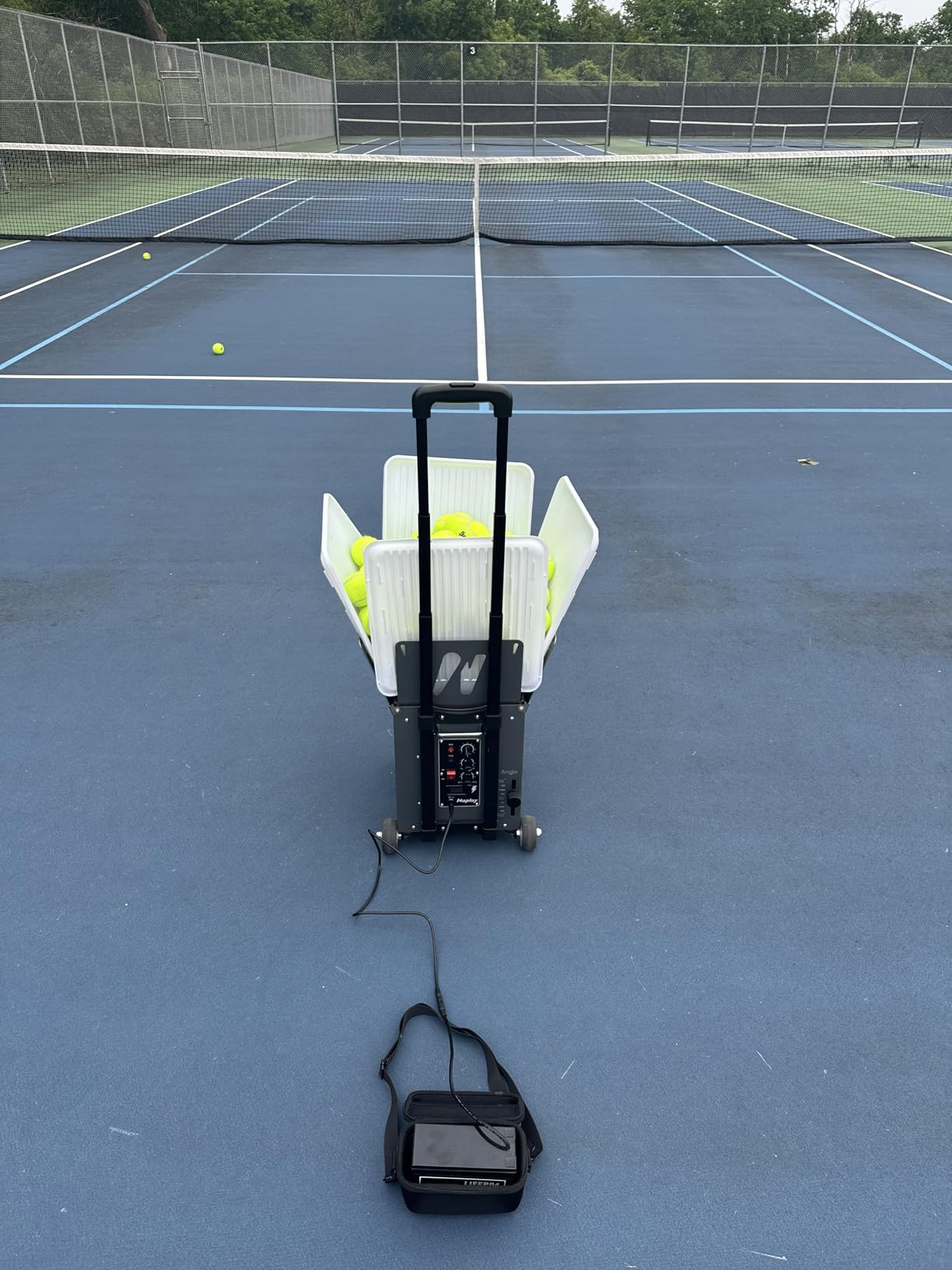 Portable Tennis Ball Machine (26lbs) - Dual Motor for TopSpin and Backspin, 80+ Balls, Max 68MPH, 4+ Hours Play with External Lithium Battery customer photo 2