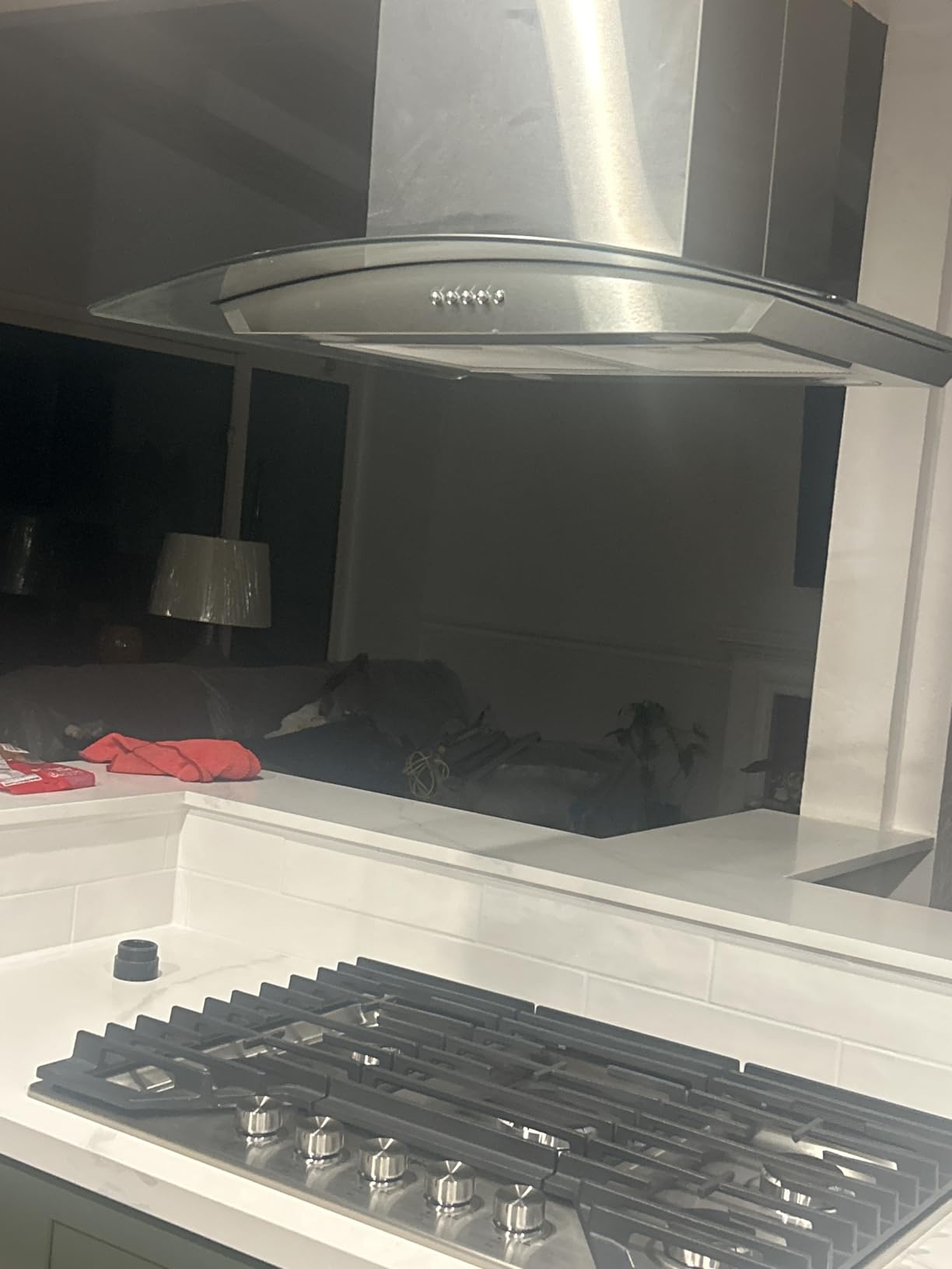 JOEAONZ 30 inch Island Range Hood Stainless Steel 700 CFM Push Button Control Kitchen Exhaust Ventilation Fan with 5-layer Mesh Filters, Large Airflow Capacity Ceiling Mount Vent Hood customer photo 1