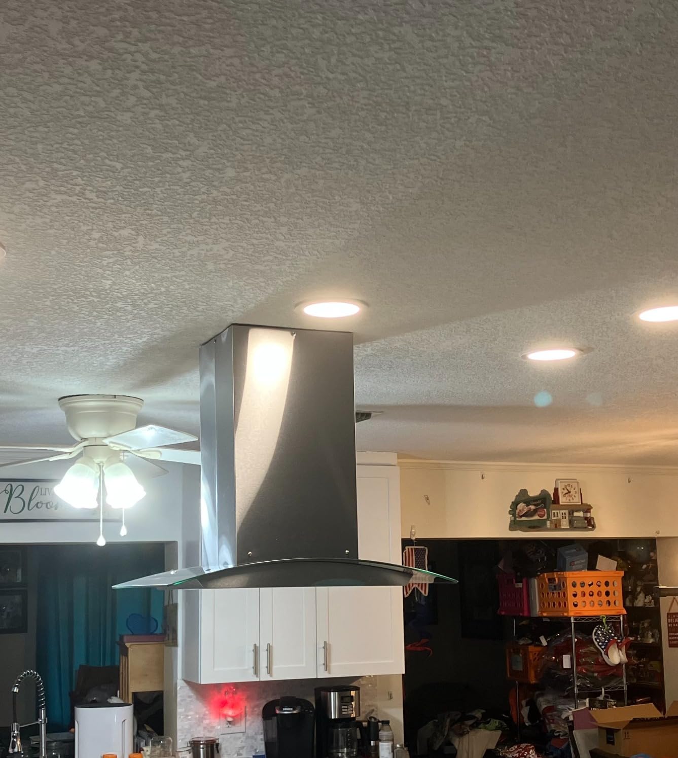 JOEAONZ 30 inch Island Range Hood Stainless Steel 700 CFM Push Button Control Kitchen Exhaust Ventilation Fan with 5-layer Mesh Filters, Large Airflow Capacity Ceiling Mount Vent Hood customer photo 2
