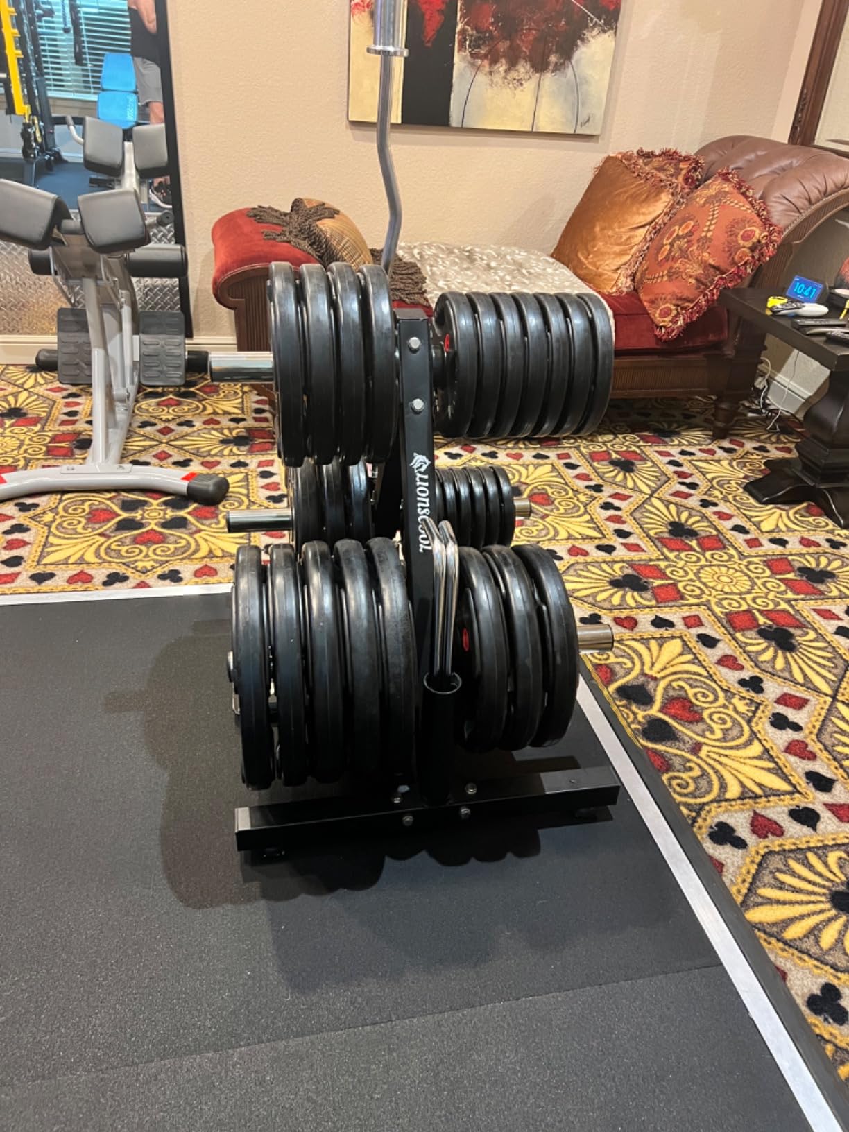 XDDIAS 2-Inch Three-Grip Rubber Olympic Plates,Cast Iron Barbell Weights | Steel Hub Rubber Coated Olympic Plates Ranging 2.5-260lb, Pairs or Sets, Ideal for Strength Training & Home Gym customer photo 1