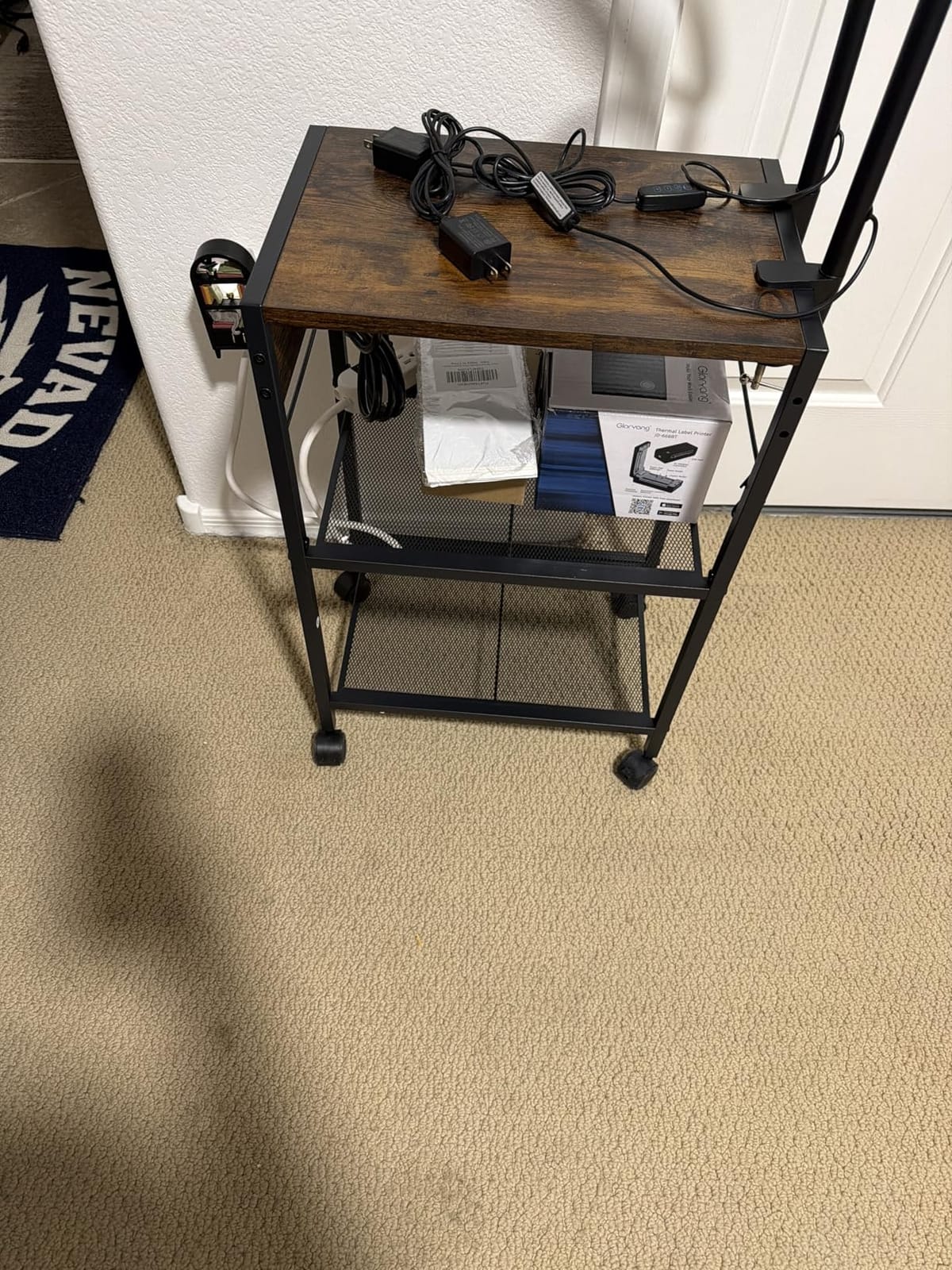 HOOBRO Industrial Printer Stand, 3-Tier Mobile Printer Table, Rolling Cart with Power Outlets and USB Ports customer photo 2