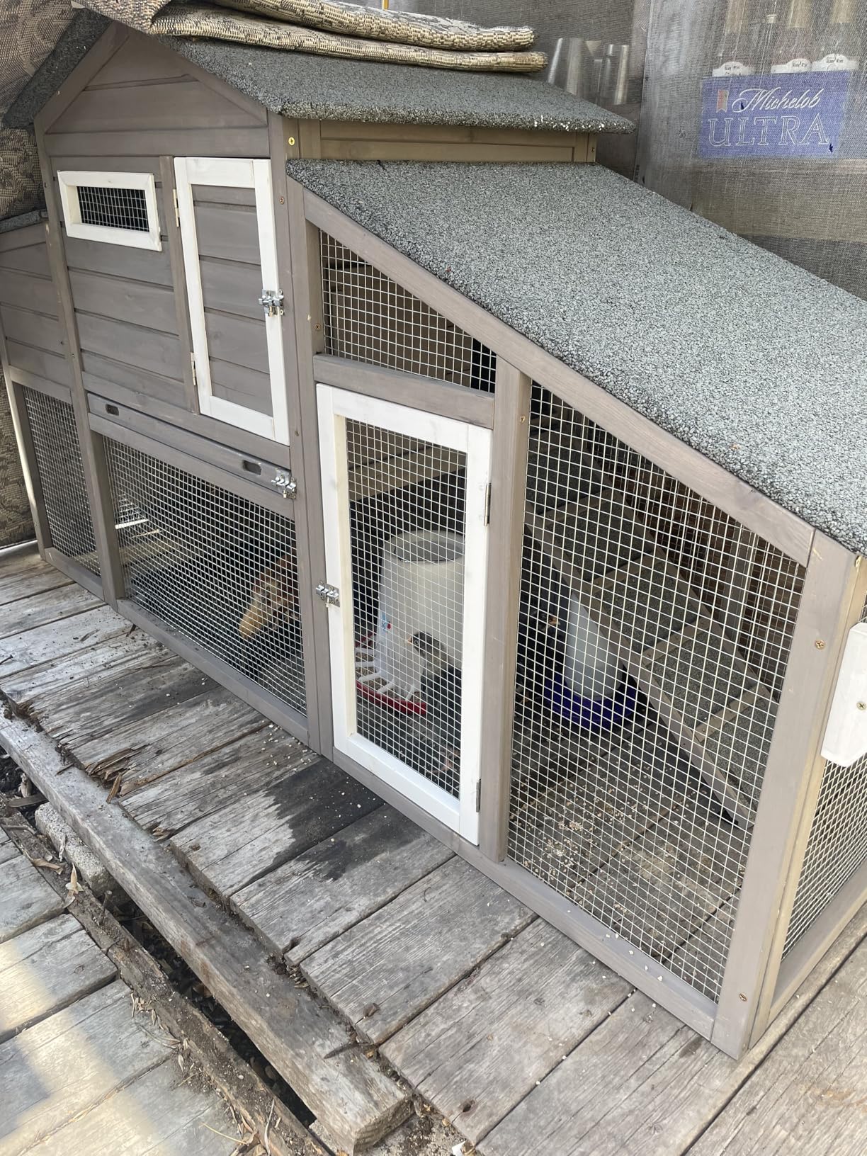 Chicken Coop Large Wooden Chicken Tractor - with Wheels Waterproof Outdoor Hen House Poultry Cage Back Yard Chicken Coops with Run, Laying Boxes, and Removable Tray customer photo 2